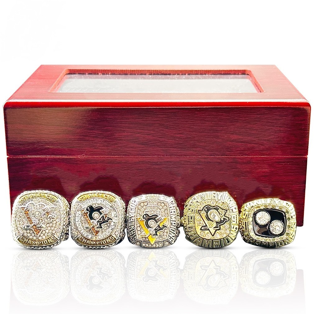 5PCS Pittsburgh Penguins Stanley Cup Championship Rings Set with Box