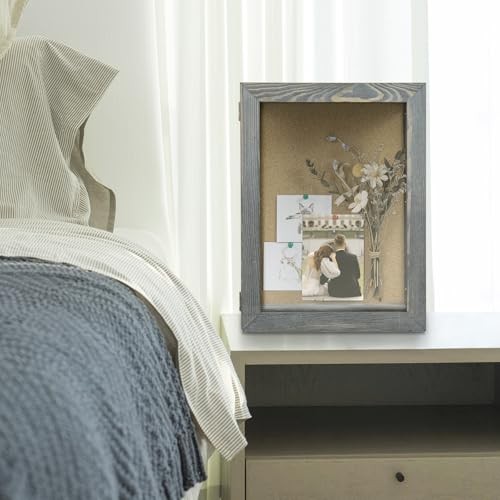 11×15 Deep Shadow Box Frame, Display Case Wall Mount for Picture, Grey