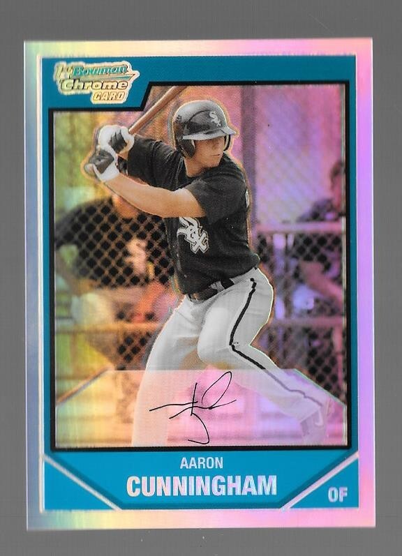 2007 BOWMAN CHROME PROSPECTS #BC21 AARON CUNNINGHAM 451/500 REFRACTOR,WHITE SOX