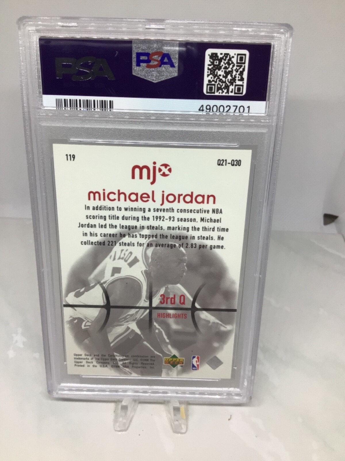 1998 Upper Deck MJX #119 Michael Jordan PSA 8 (7 in all grades) SP FOIL