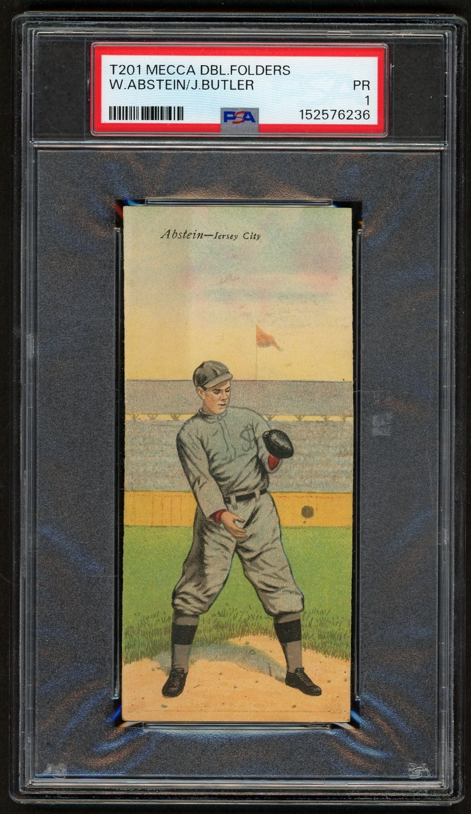 1911 Mecca Tobacco T201 Double Folder ABSTEIN/BUTLER Jersey City PSA 1 NO CREASE