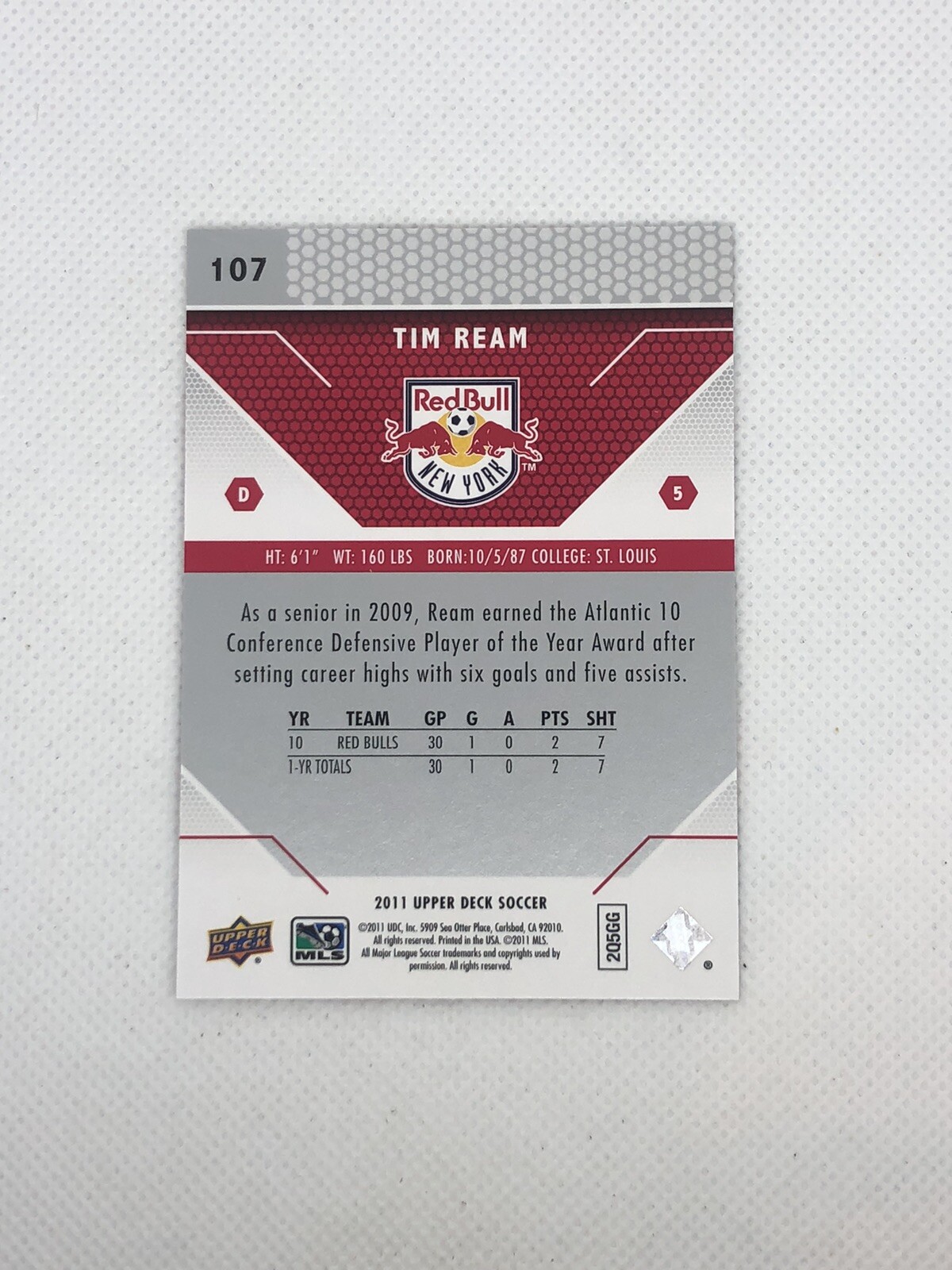 2011 Upper Deck MLS | #107 Tim Ream NY Red Bull | Base – Fresh!