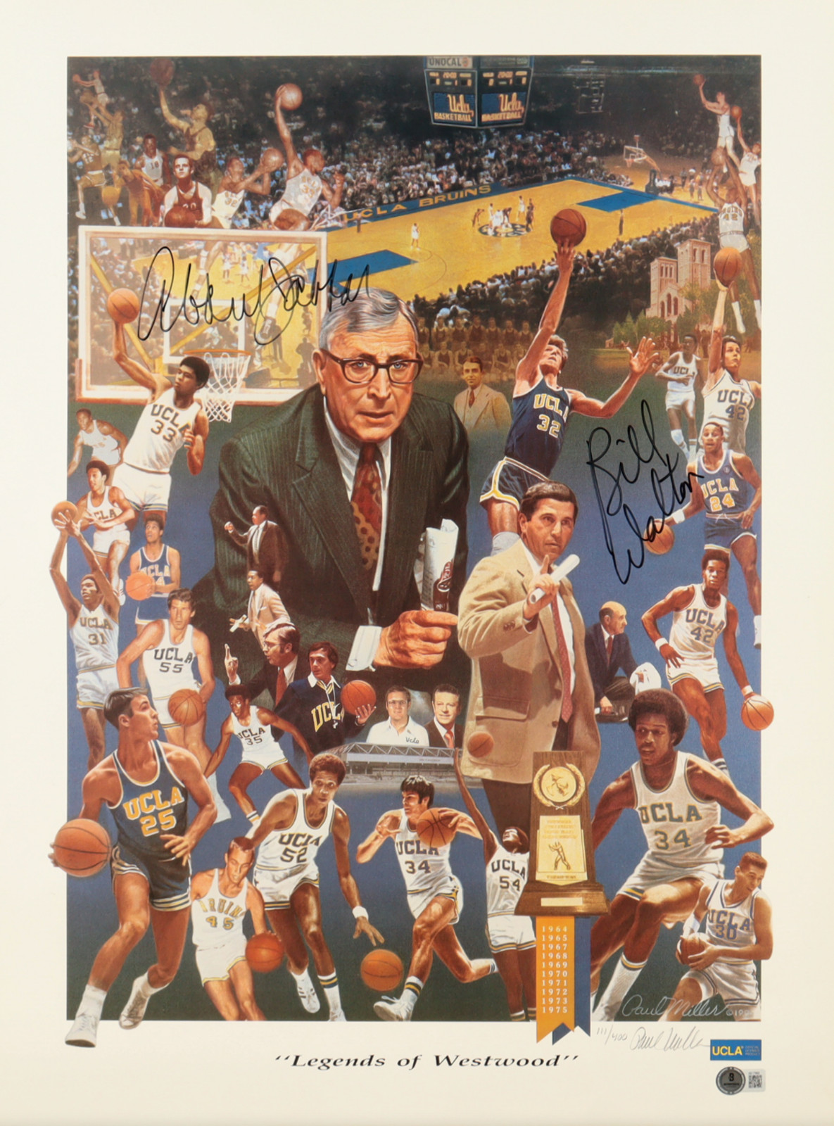 Kareem Abdul-Jabbar Bill Walton Signed Auto UCLA “Legends of Westwood” 18×24 BAS
