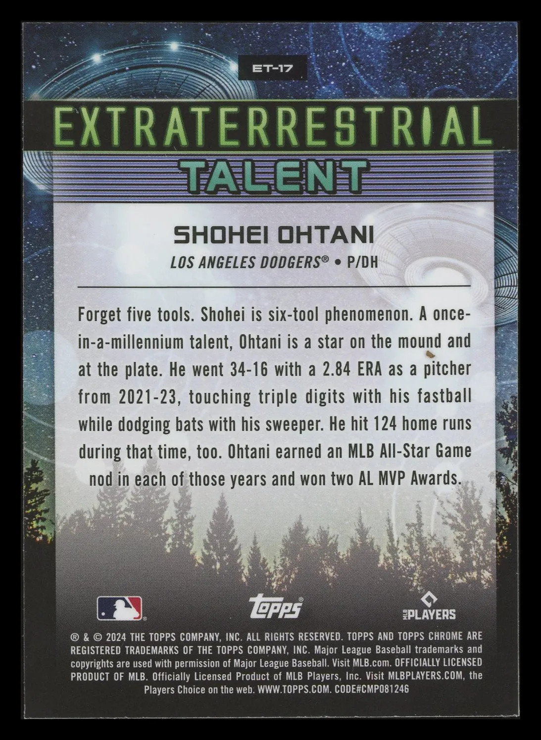Shohei Ohtani 2021 Topps Cosmic Chrome Extraterrestrial Talent Dodgers #ET-17