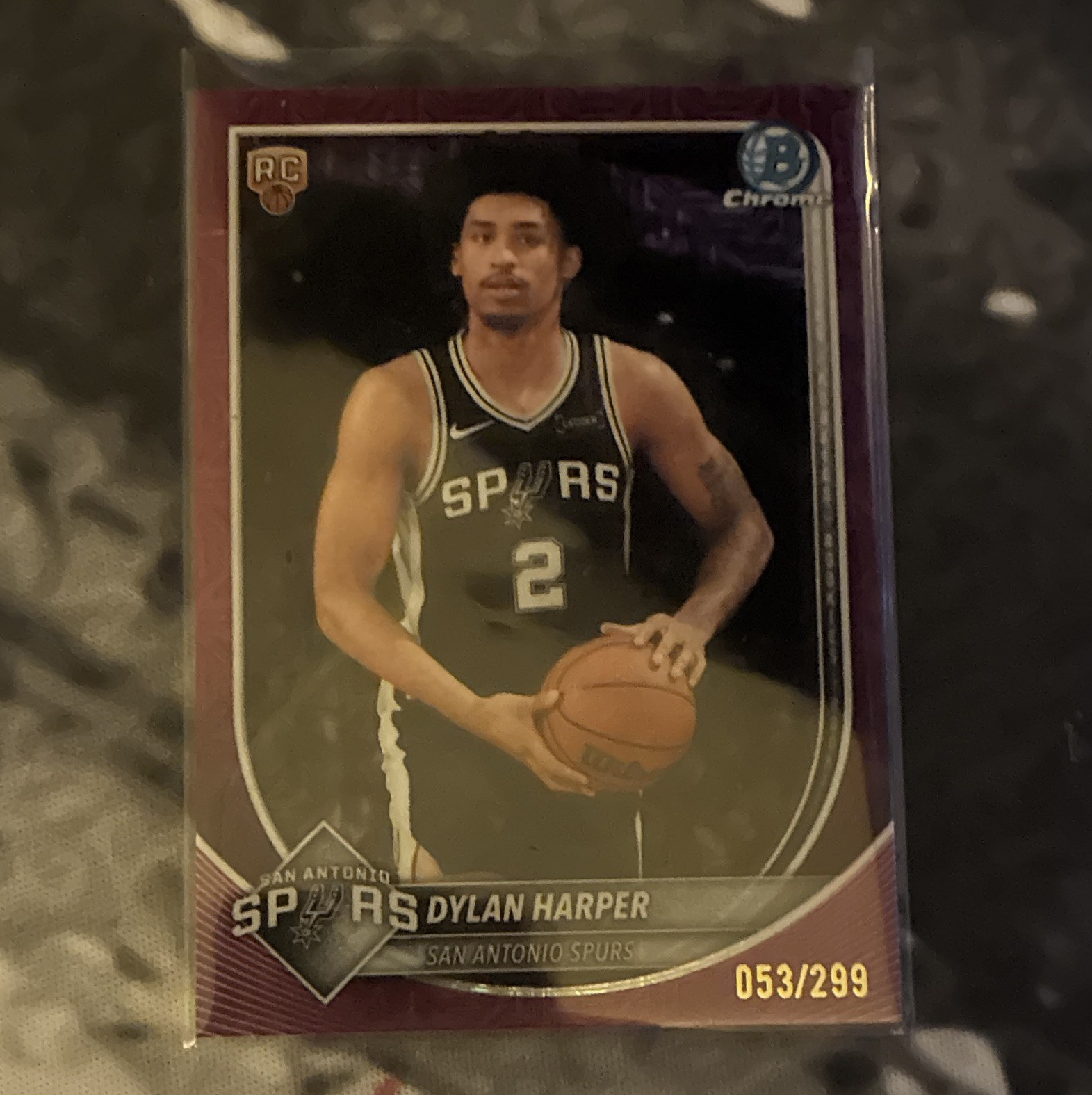 Dylan Harper 2024-25 Bowman Chrome Univ BCV-2 Purple RC 053/299 Spurs