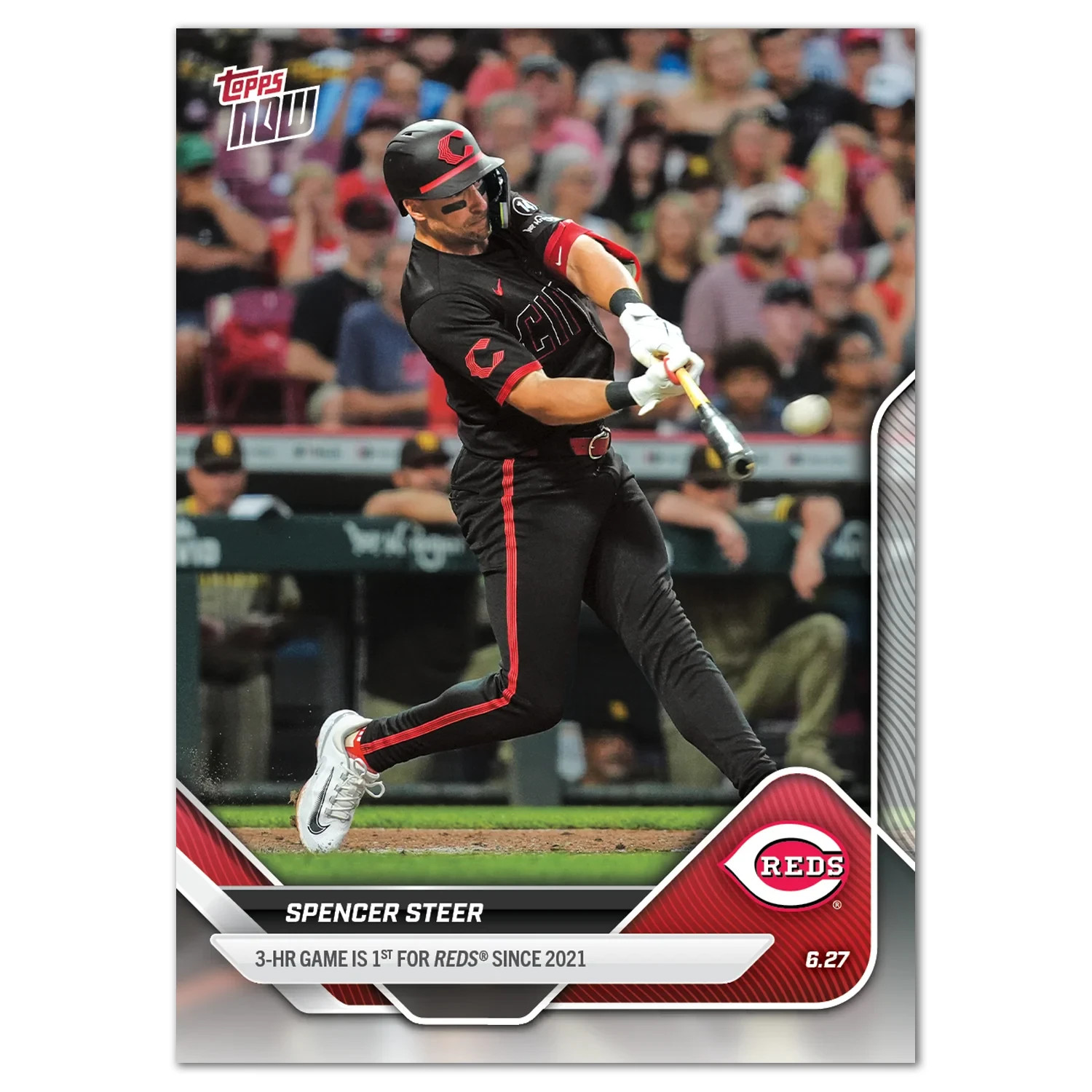 2025 Topps Now Card 355 Spencer Steer Hits 3 HR’s in Game -Free Shipping!
