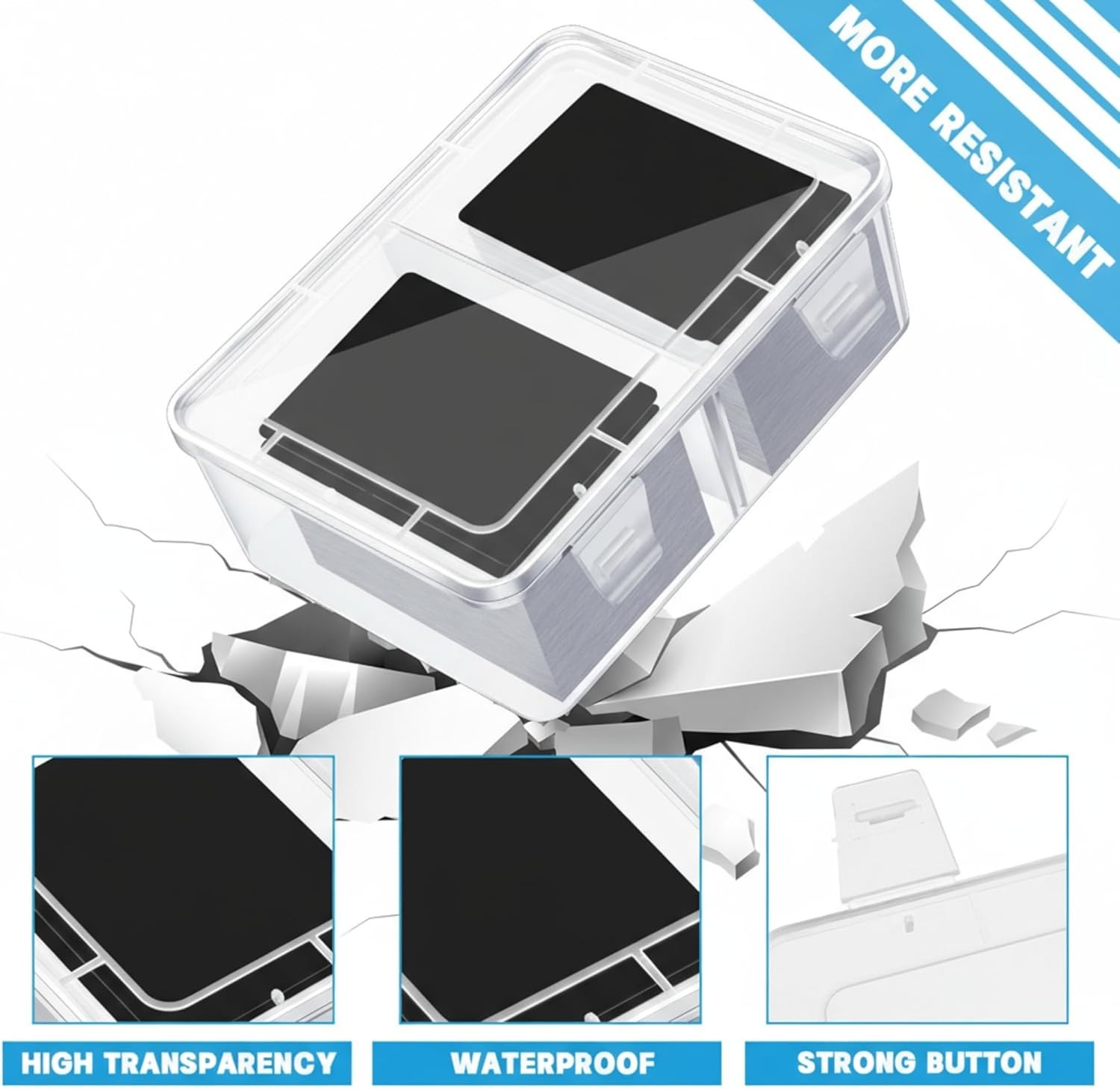 Compact 300-Card Storage Box with Removable Dividers – Waterproof & Durable