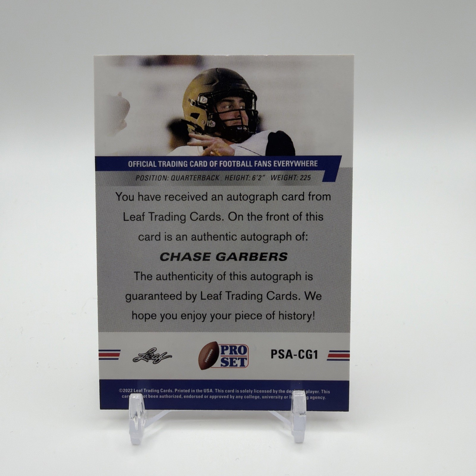 Chase Garbers 2022 Pro Set Draft Autographs #PSA-CG1 California Golden Bears