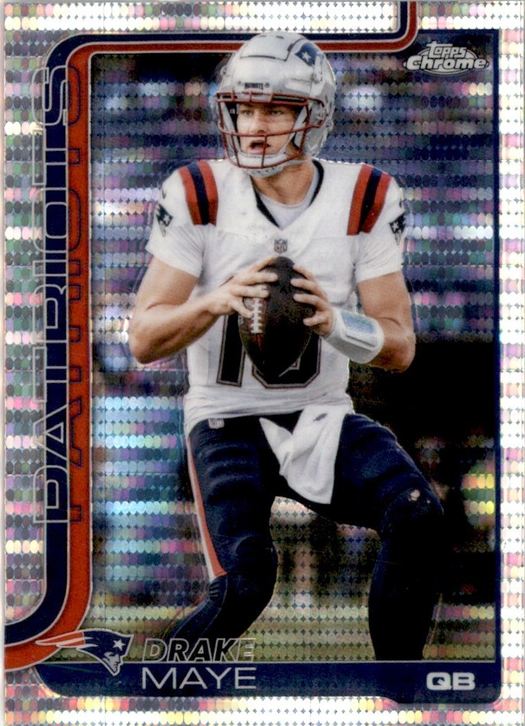 2025 Topps Chrome Red White and Blue Refractor Drake Maye New England Patriots