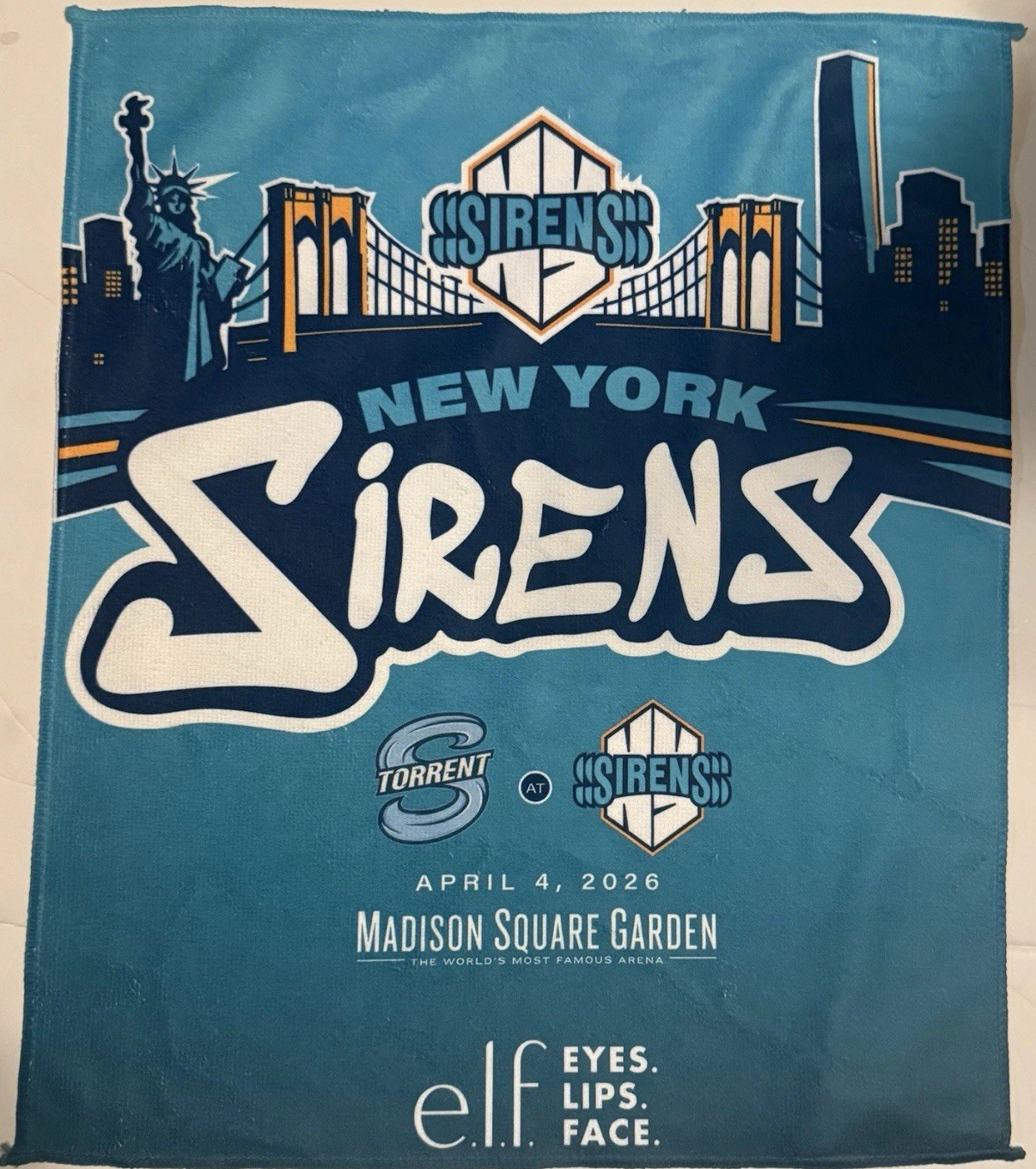 New York Sirens Rally Towel Madison Square Garden Sold Out Game Exclusive