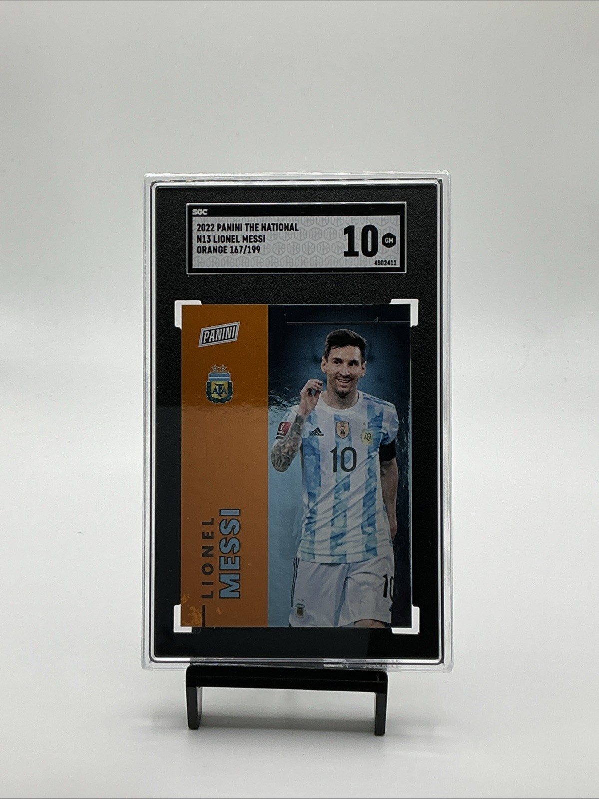2022 Panini The National Lionel Messi Orange /199 SGC 10