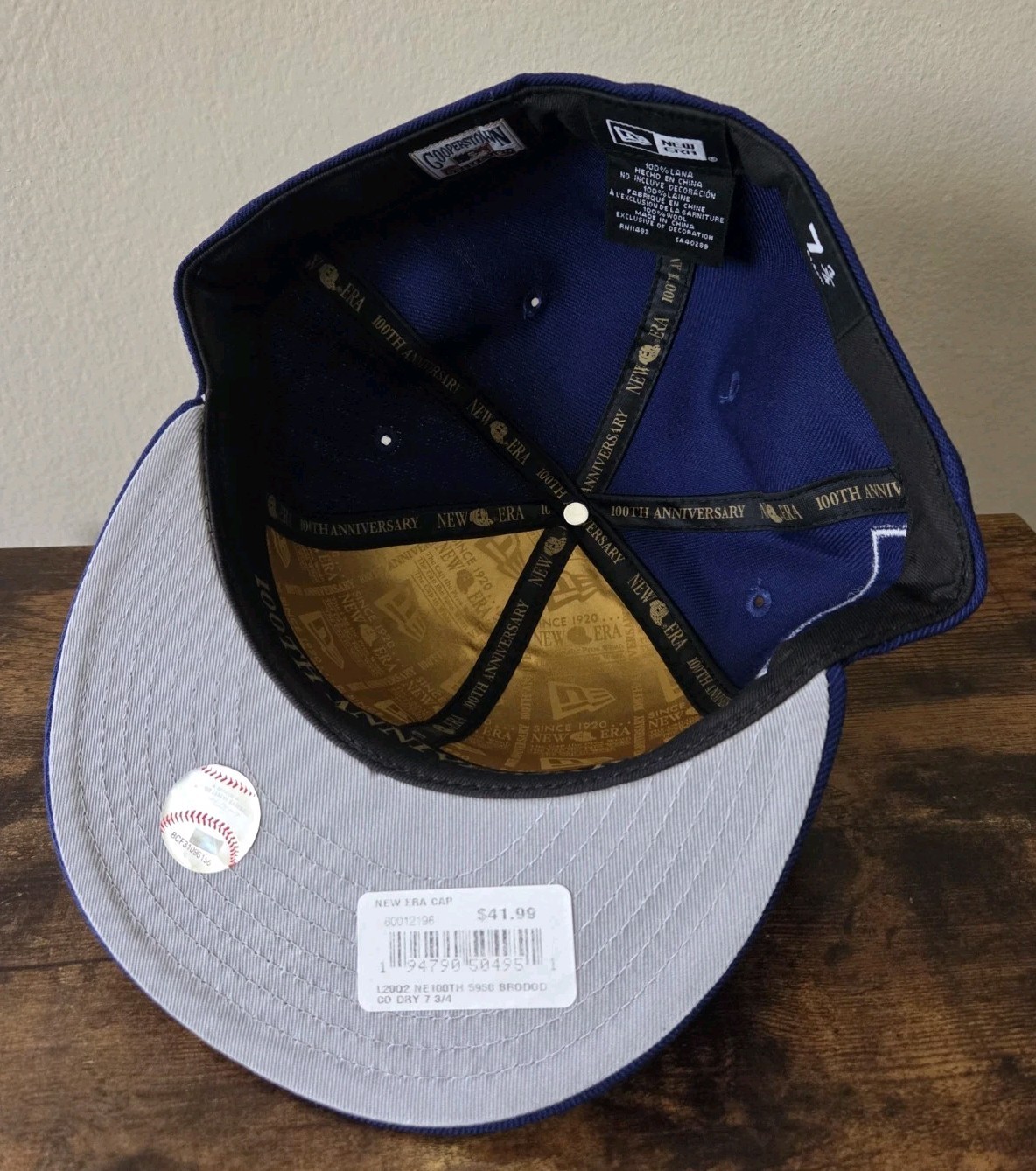 BROOKLYN Dodgers LA New Era 59fifty Hat Cap 100th ANNIVERSARY Gold Size 7 3/4