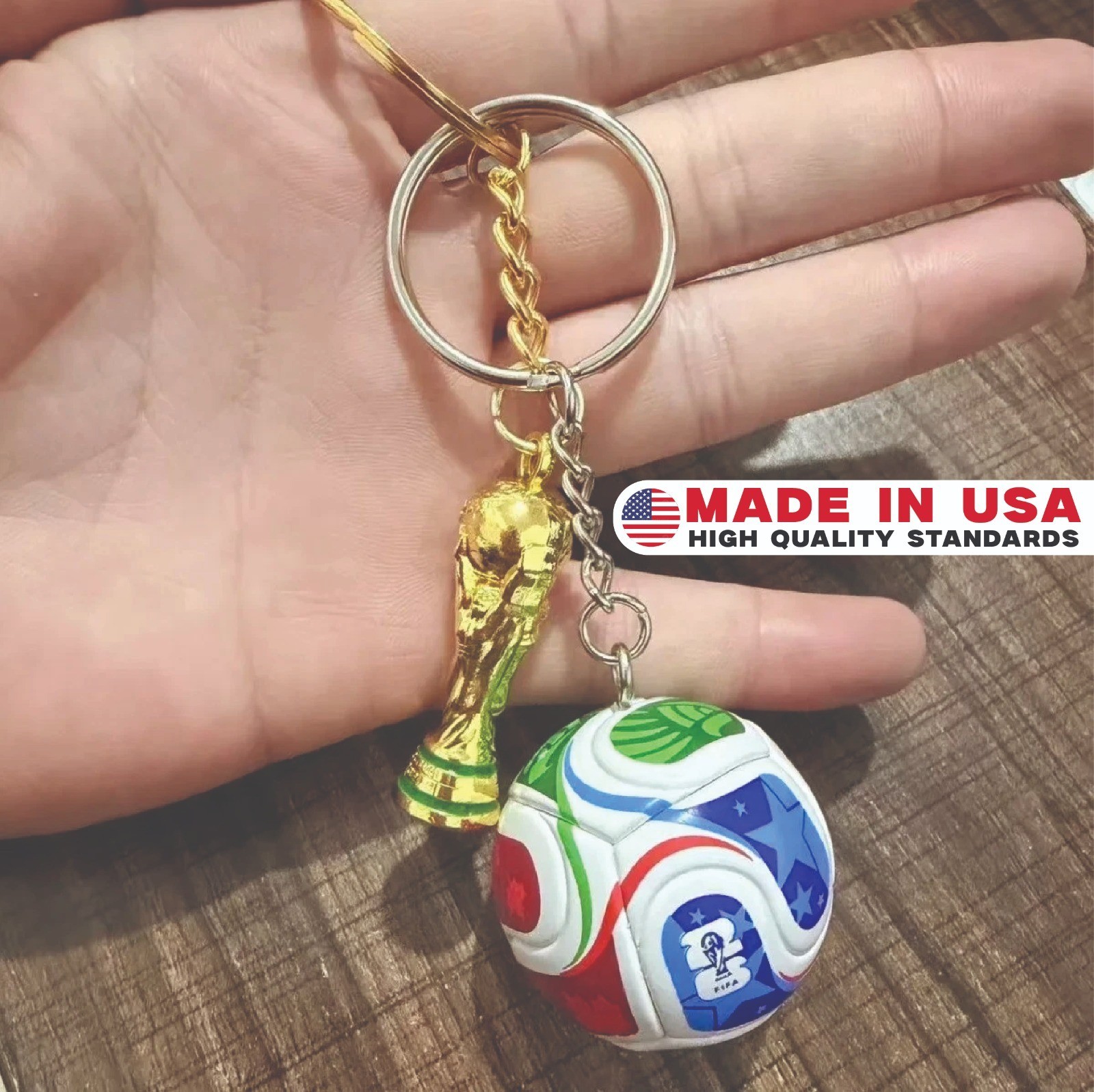 2026 World Cup Trophy Keychain Metal Football Soccer Fan