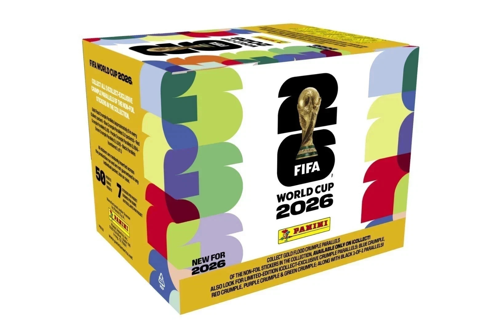2026 Panini FIFA World Cup Sticker Box Collection- 50 Pack Box Gold Limited USA
