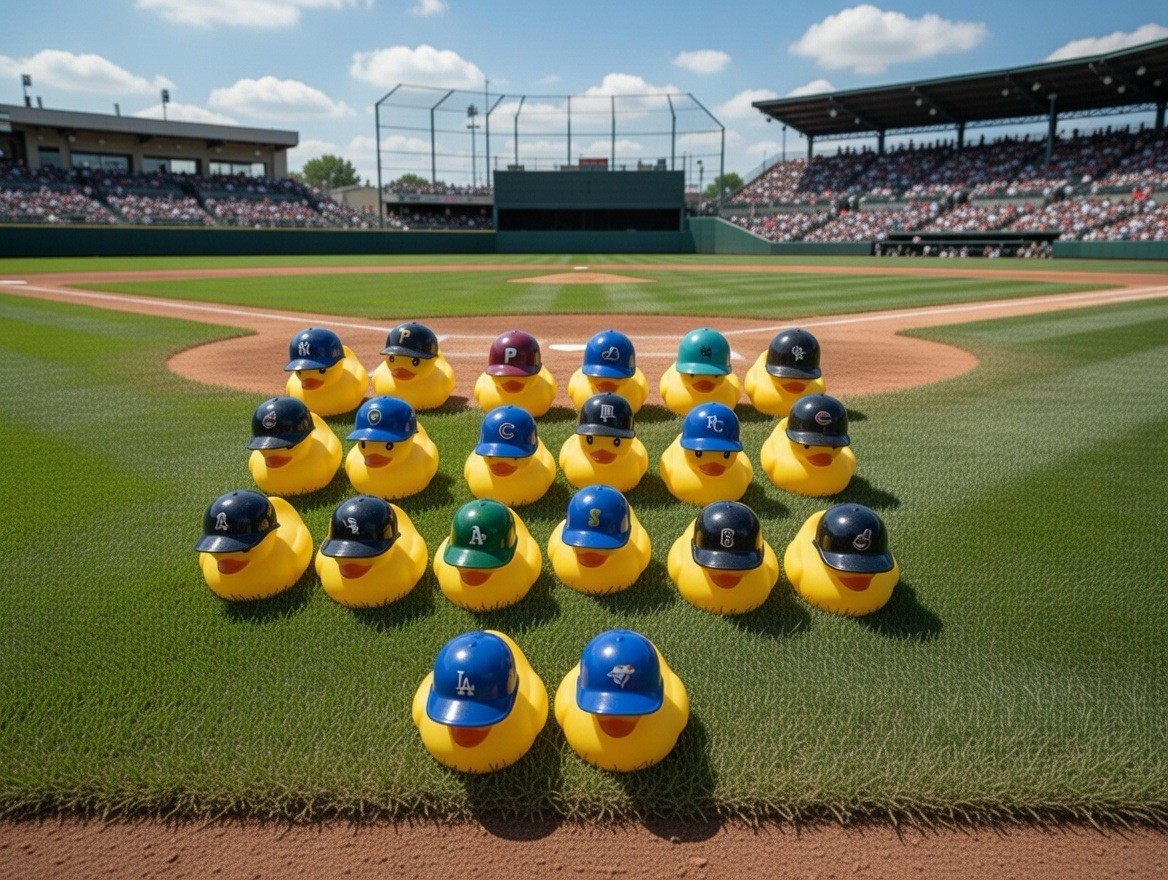 MLB Team Baseball Rubber Duck with Helmet & Ball – Pick Your Favorite Team!