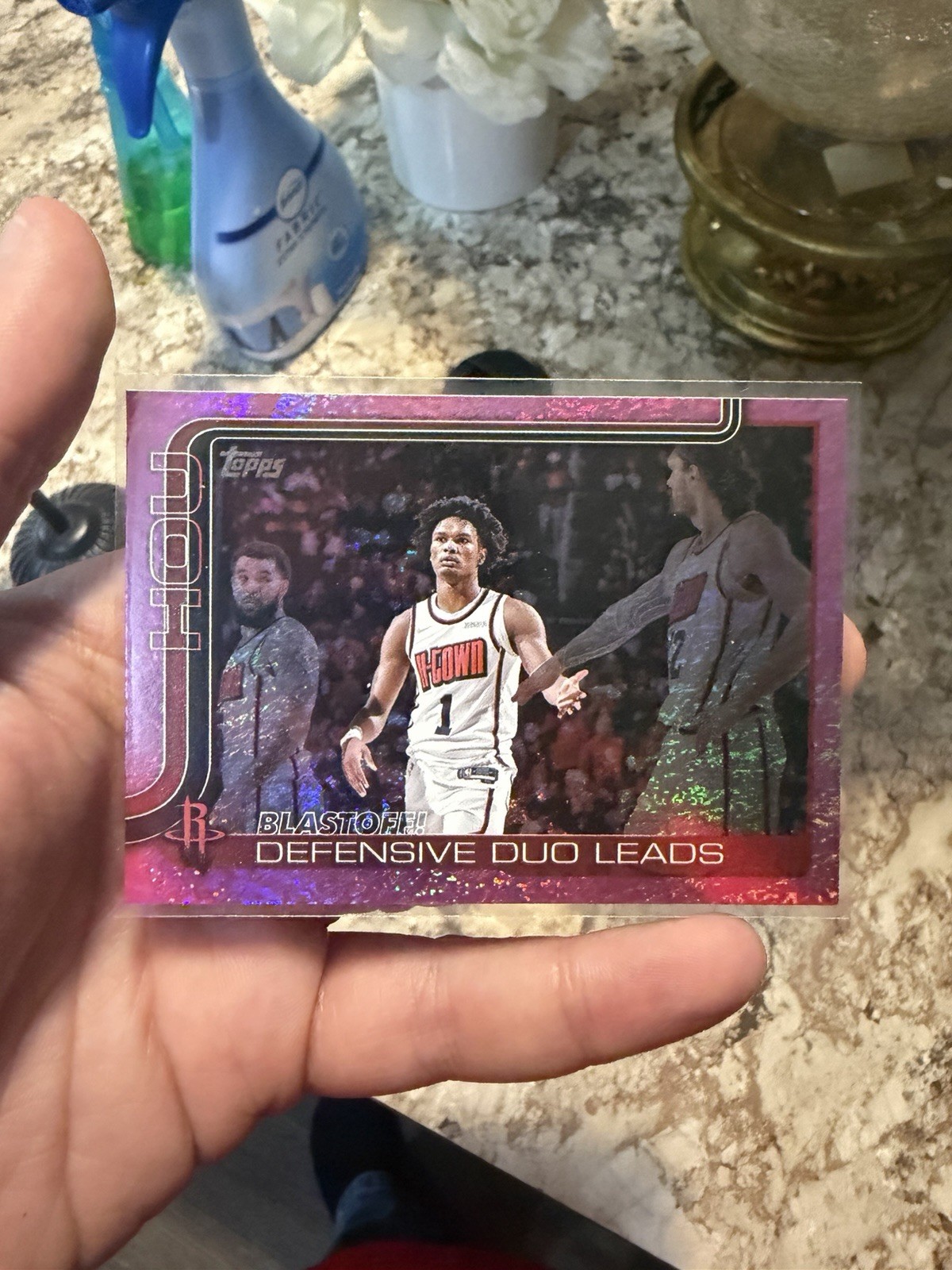 Houston Blastoff Defensive Duo Leads —— Pink Holo Sparkle Foil —— 2025-26 Topps