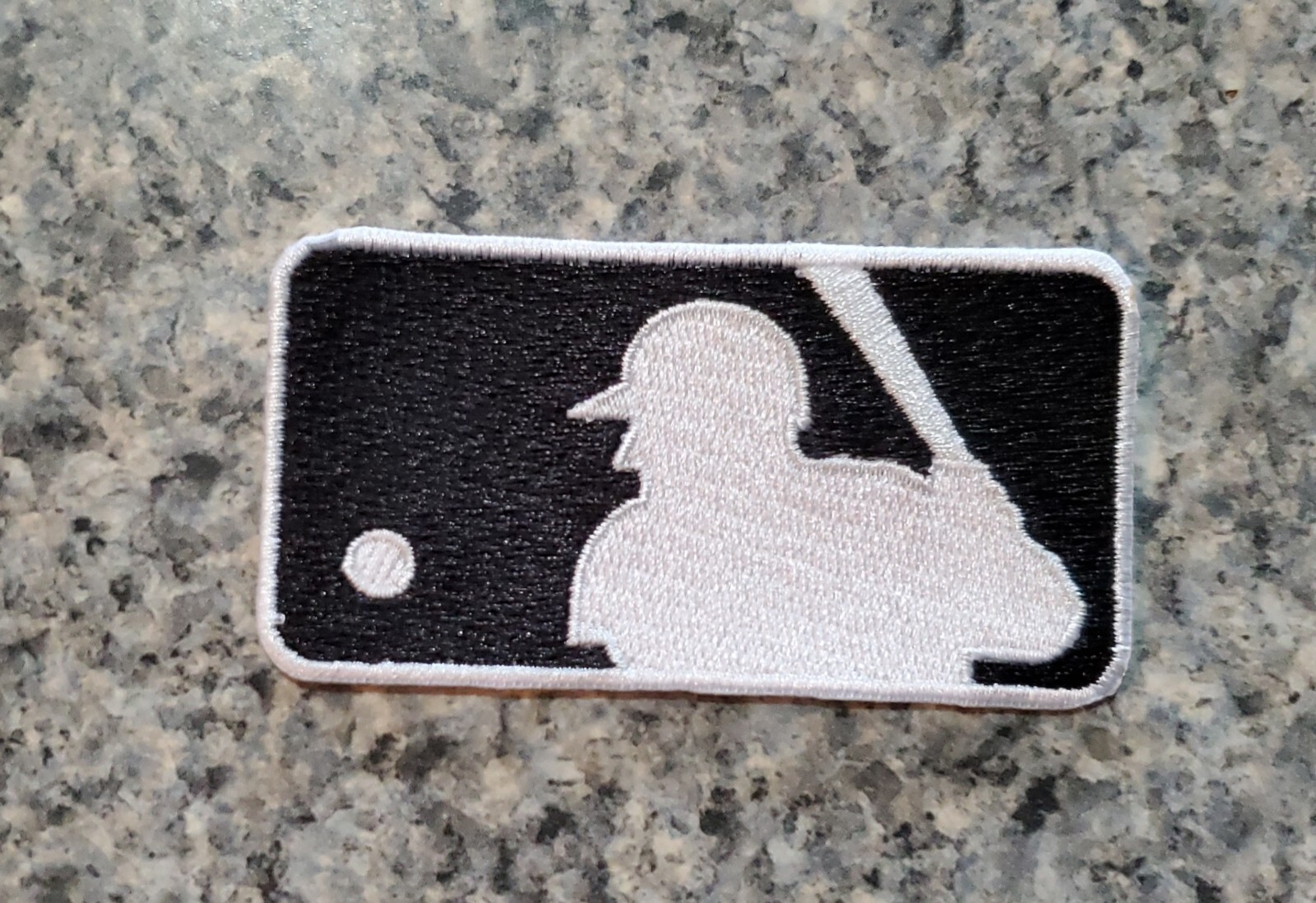 MLB Logo Patch. Black And White. Baseball. Embroidered. Iron On Backing. 3″x1.5″