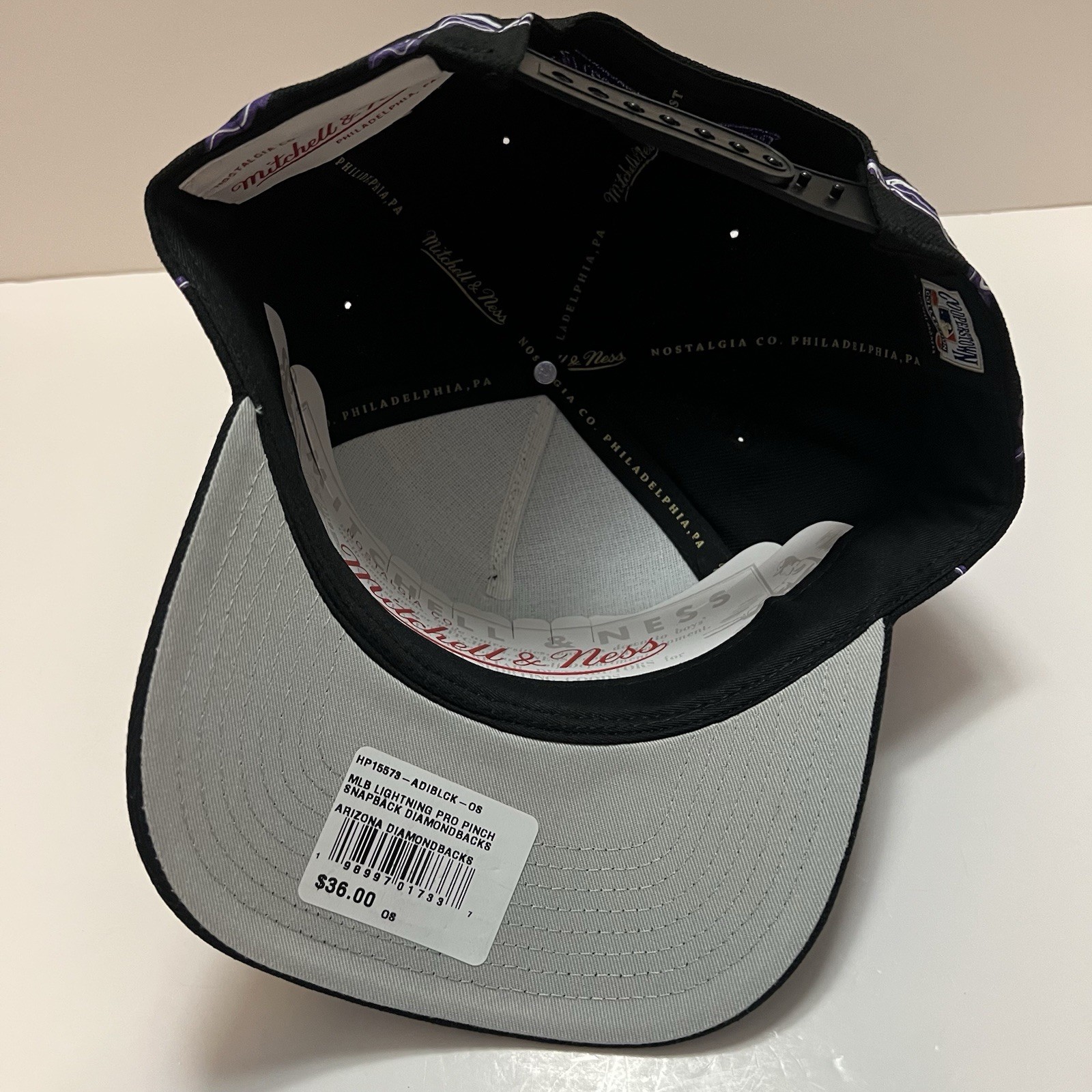 Mitchell & Ness Arizona Diamondbacks MLB Lightning Pro Pinch Snapback Hat Black
