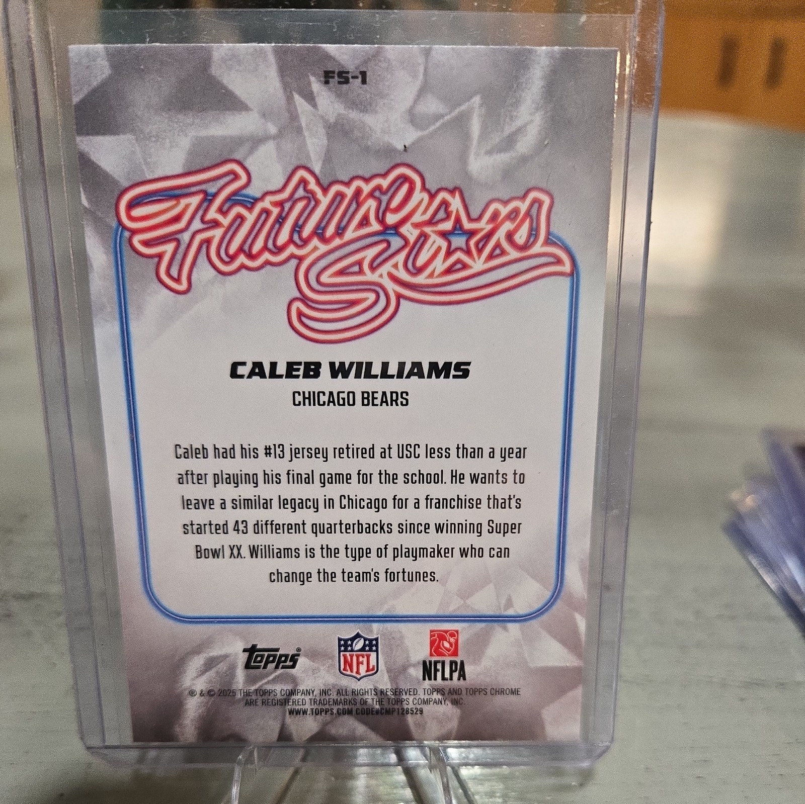 2026 Topps Chrome NFL Caleb Williams #FS-1 Future Stars Chicago Bears