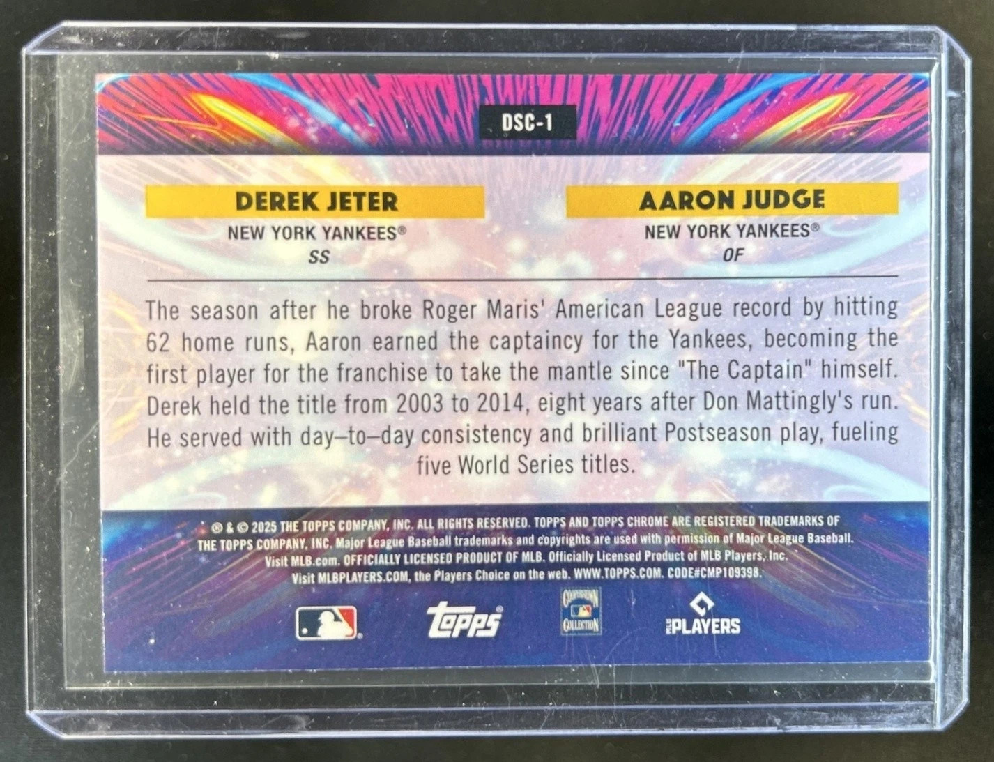 2025 Topps Cosmic Chrome Derek Jeter Aaron Judge Star Clusters #DSC-1 NY Yankees