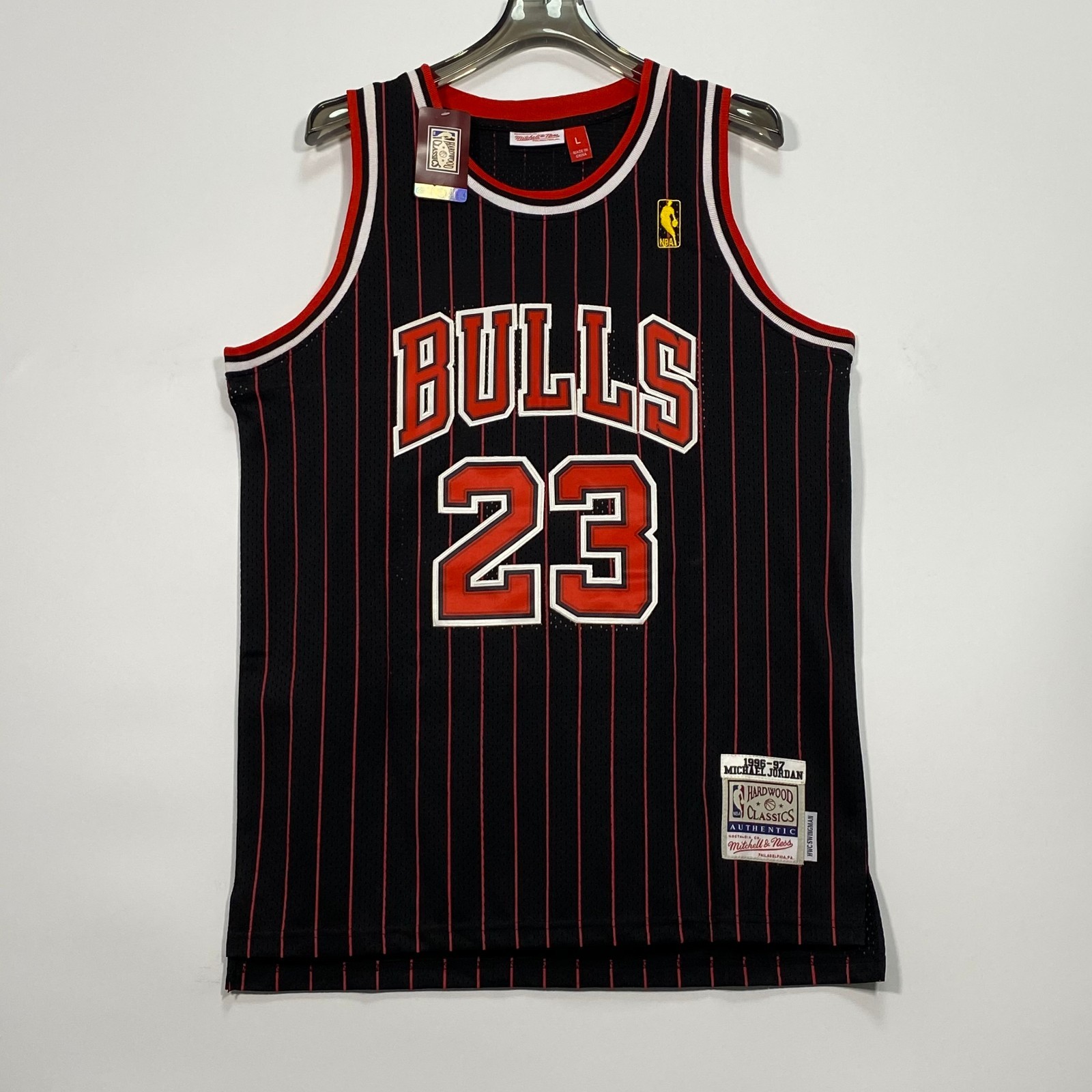 Michael Jordan #23 Embroidered Jersey, Retro Black Stripes, S-2XL
