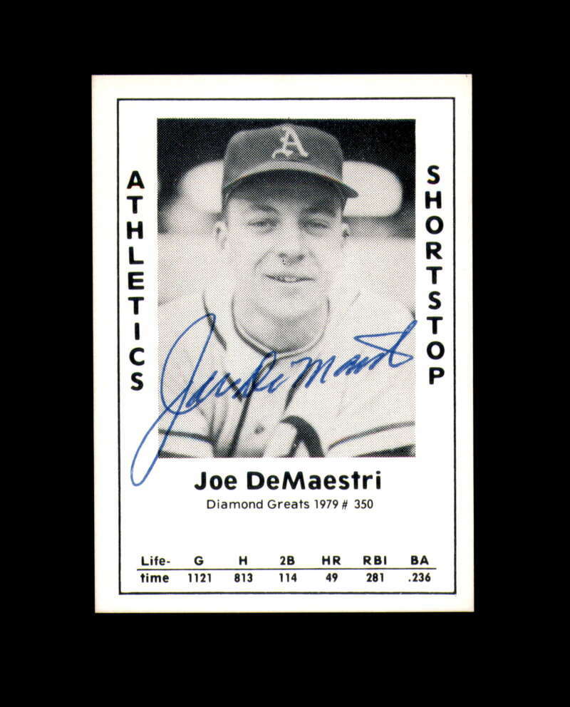Joe DeMaestri Signed 1979 Diamond Greats Philadelphia Athletics Autograph