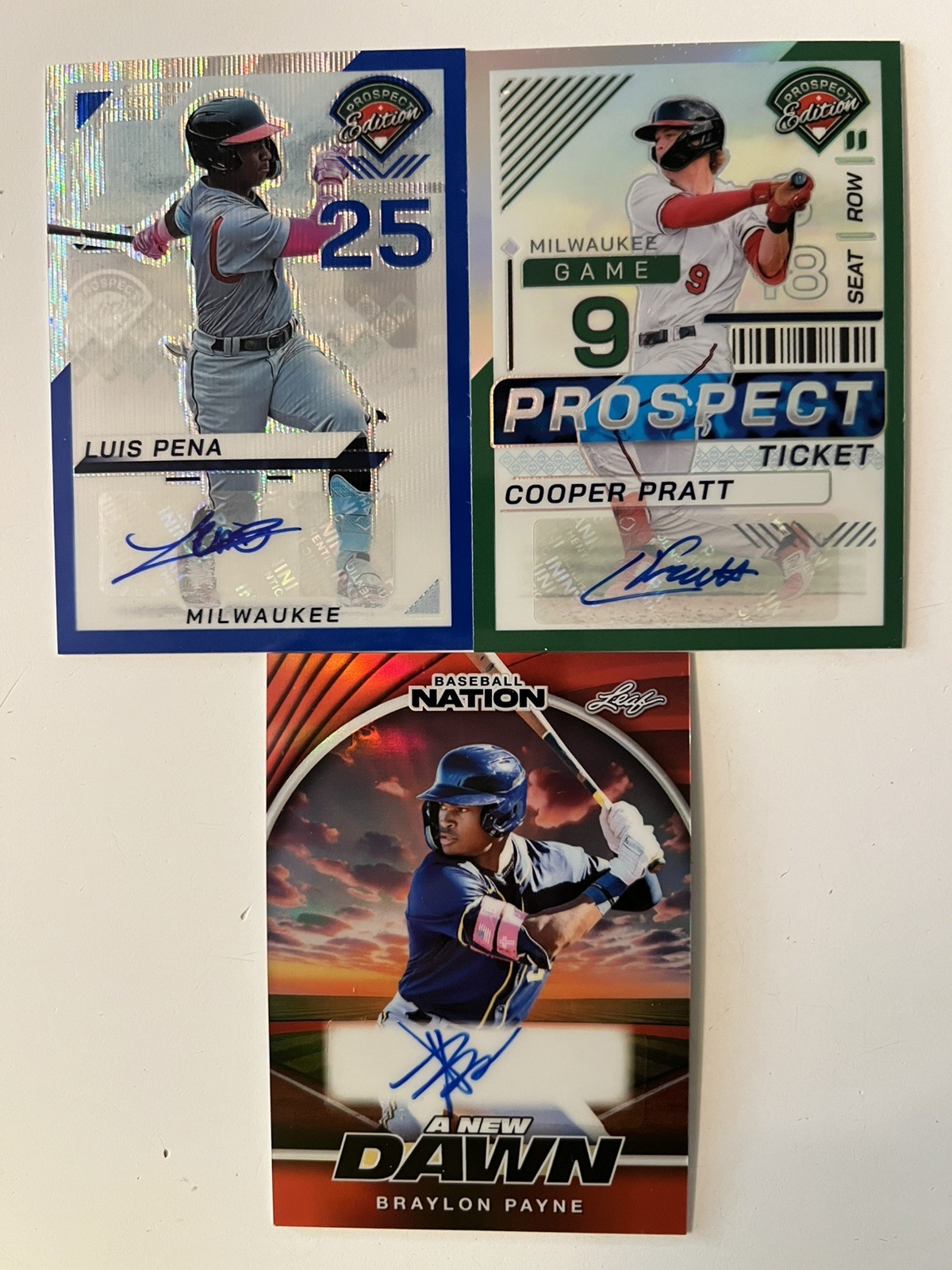 Milwaukee Brewers 3 RC AUTOS Cooper Pratt RC + Luis Pena /75 Payne 1/2 ONLY 2!!