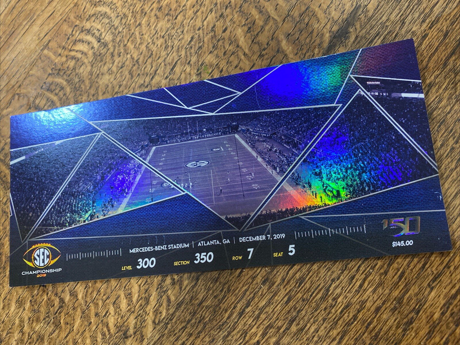 2019 SEC Championship Actual Game Ticket – #2 LSU Tigers vs. #4 Georgia Bulldogs