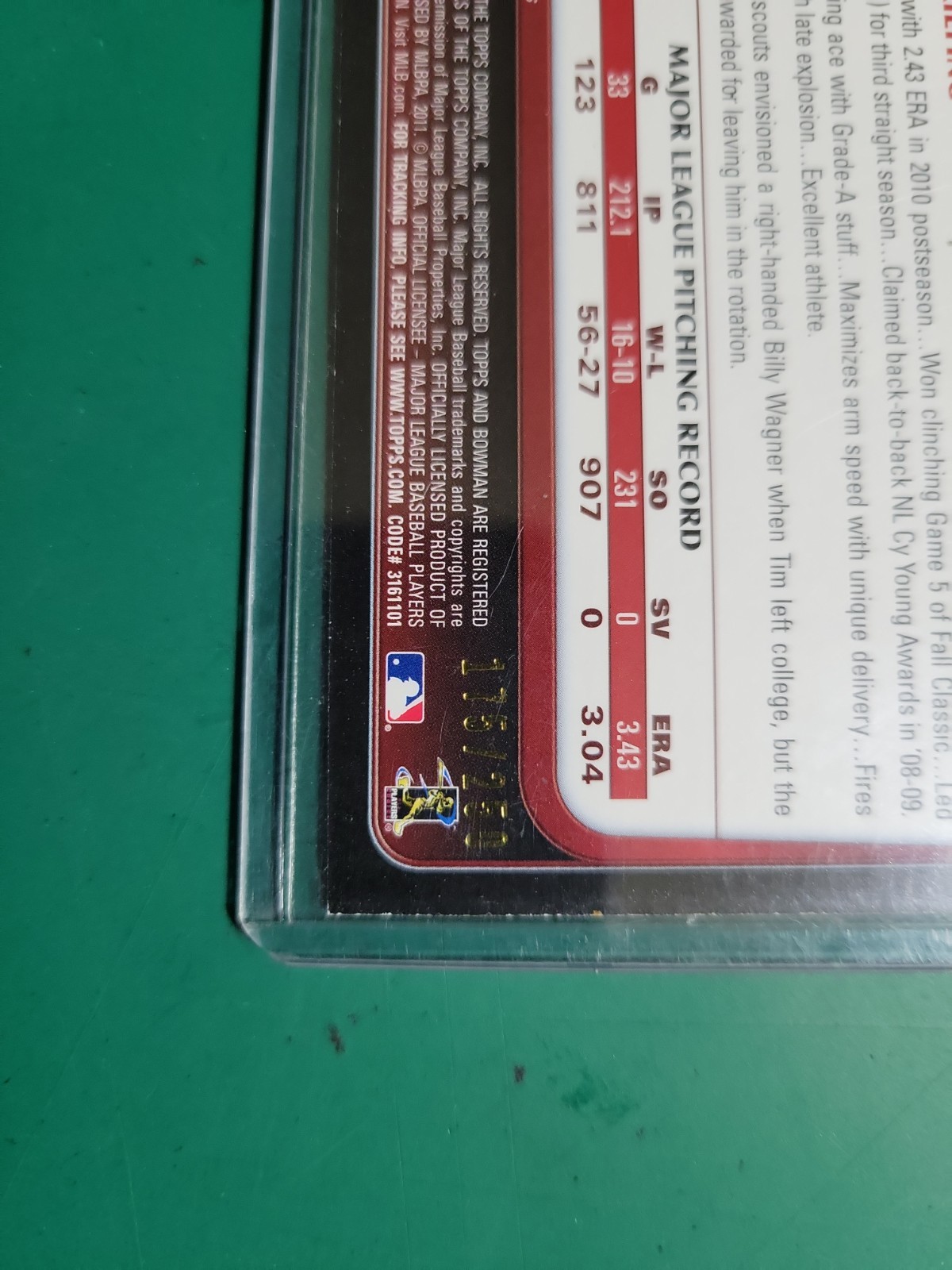 2011 Bowman Baseball Paper Orange Tim Lincecum 175/250