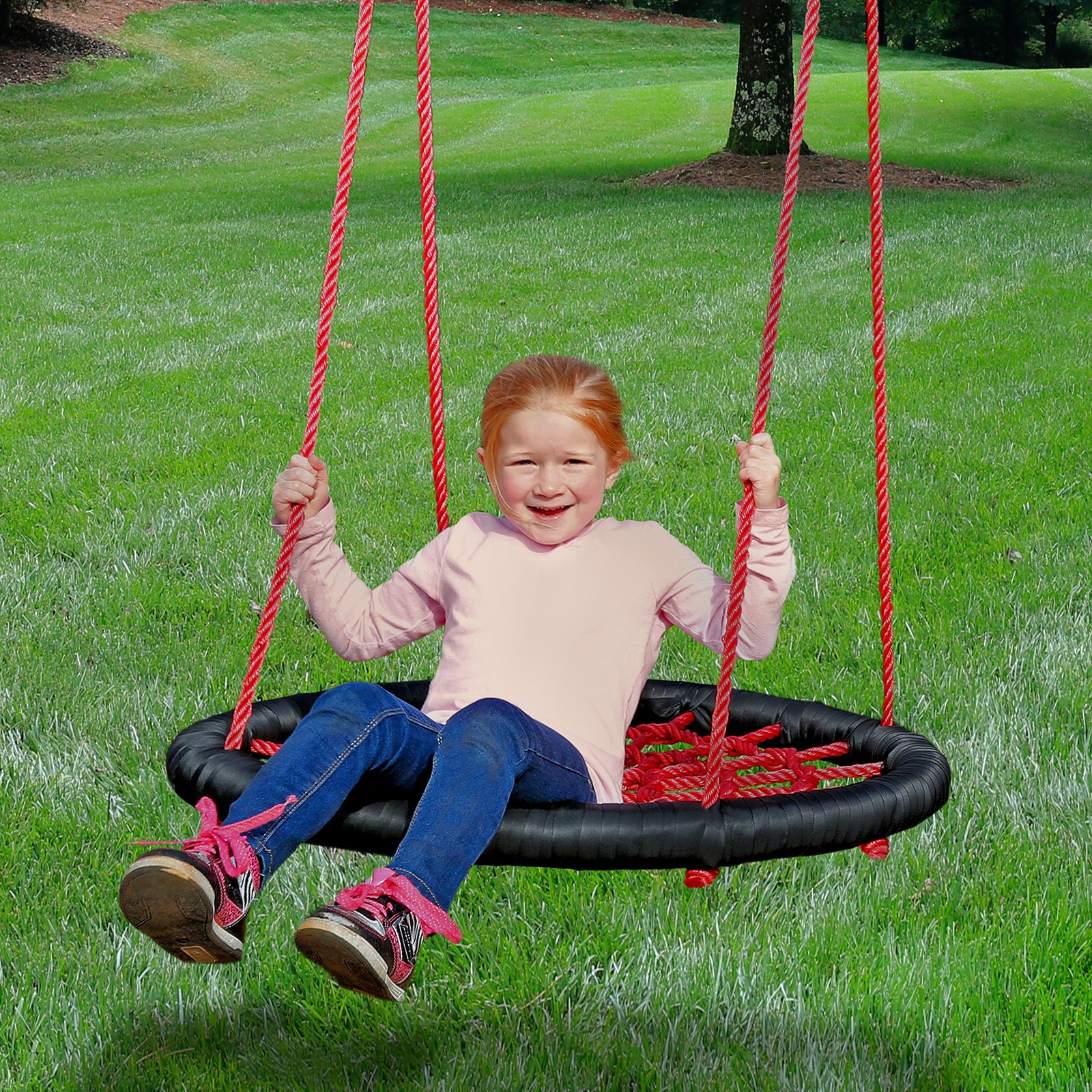 Gorilla Playsets 04-0029-Bk/R Extra Large Orbit Swing Red Netting Black Nylon