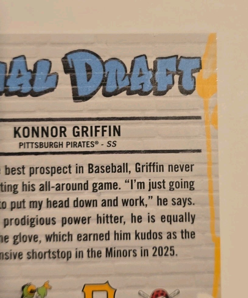 2026 Bowman Chrome Konnor Griffin Final Draft FD-18 Pittsburgh Pirates SP
