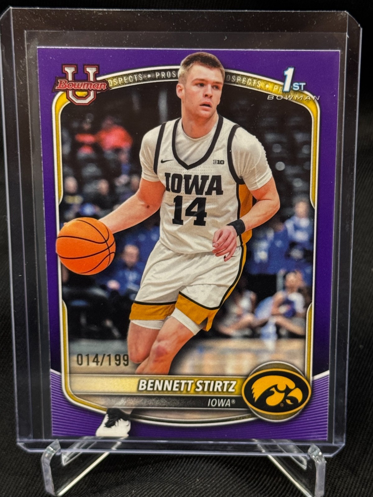 2025-26 Bowman Bennett Stirtz 1st Bowman Purple Paper #14/199 Jersey #!
