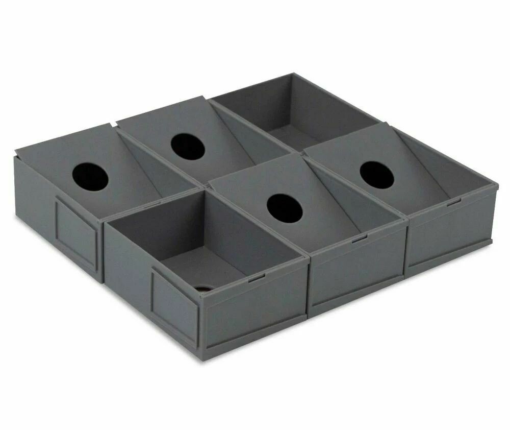 Pack of 6 BCW Gray Plastic Modular Baseball Trading Gaming Card Sorting Trays