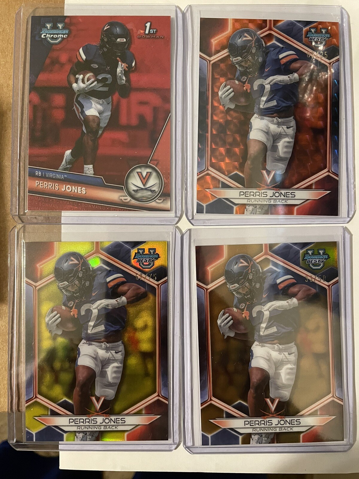 Perris Jones Lot 2023 Bowman Chrome & Bowman U Best /5, /25, /50, /75 Virginia