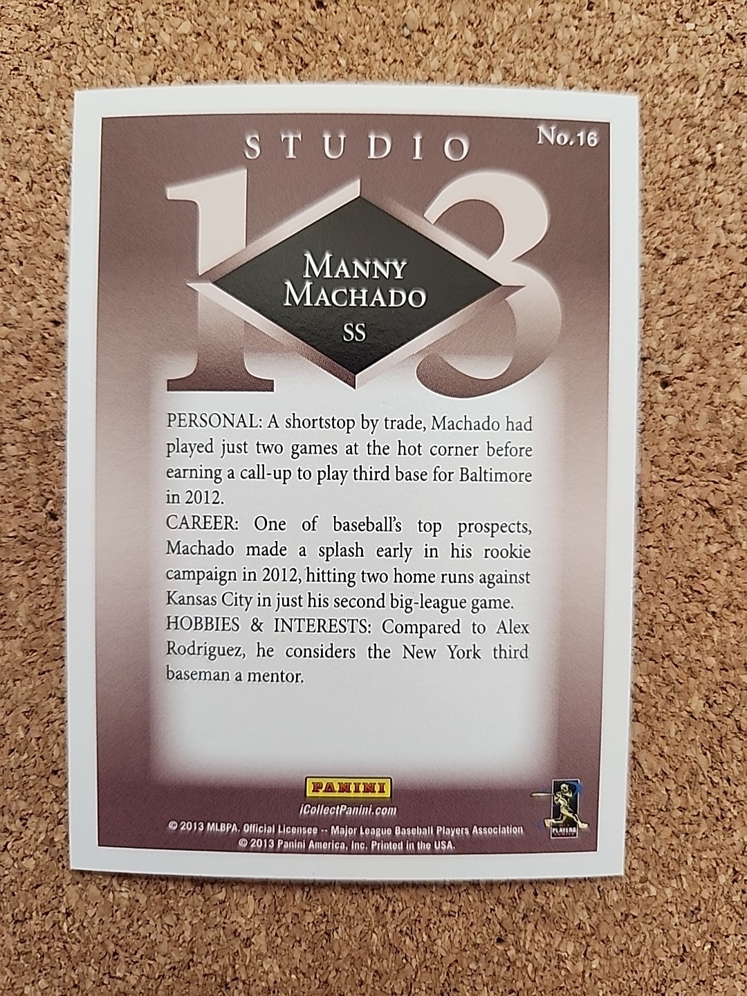2013 Panini Father’s Day – Studio Manny Machado #16 (RC)