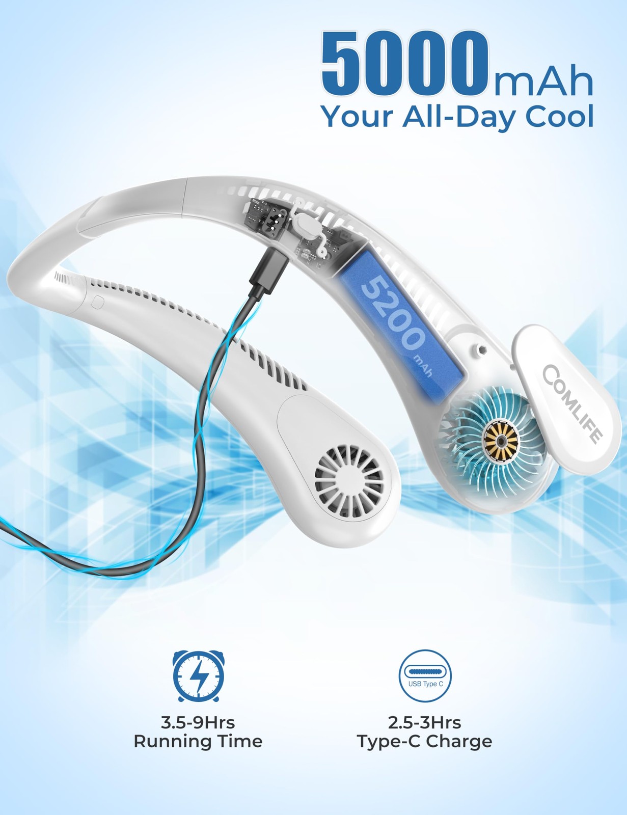 Portable Bladeless Neck Fan, 2026 World 6.54 x 9.29 x 2.95 inches, Soccer