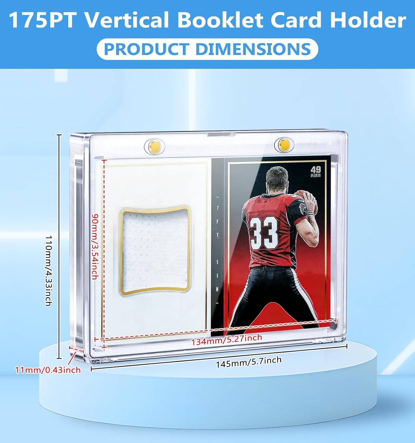 175pt Magnetic Vertical Double Booklet Card Holder One Touch Acrylic Card Case