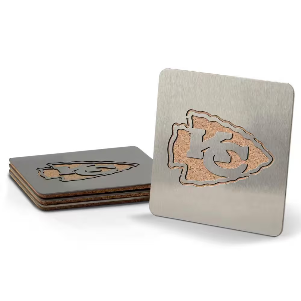 NFL Kansas City Chiefs 4 In. Metallics Coasters (Set of 4)