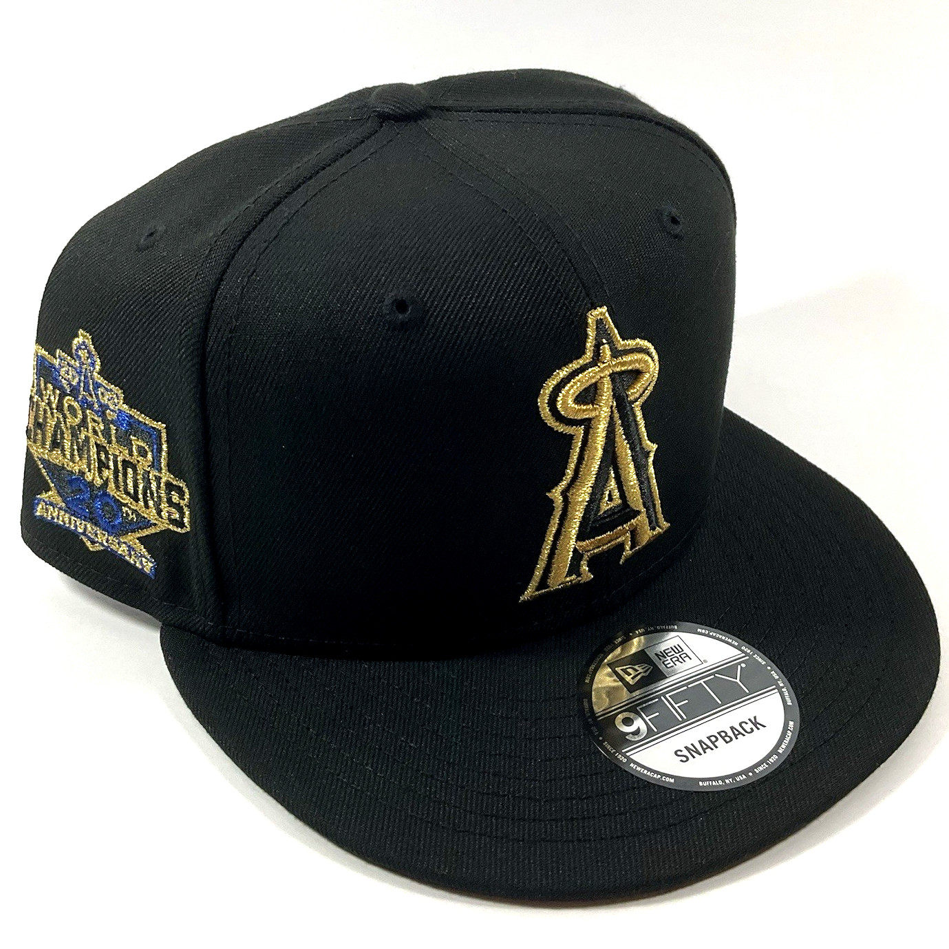 New Era LA Anaheim Angels Exclusive Black Metallic Gold 9FIFTY Snapback Hat Cap