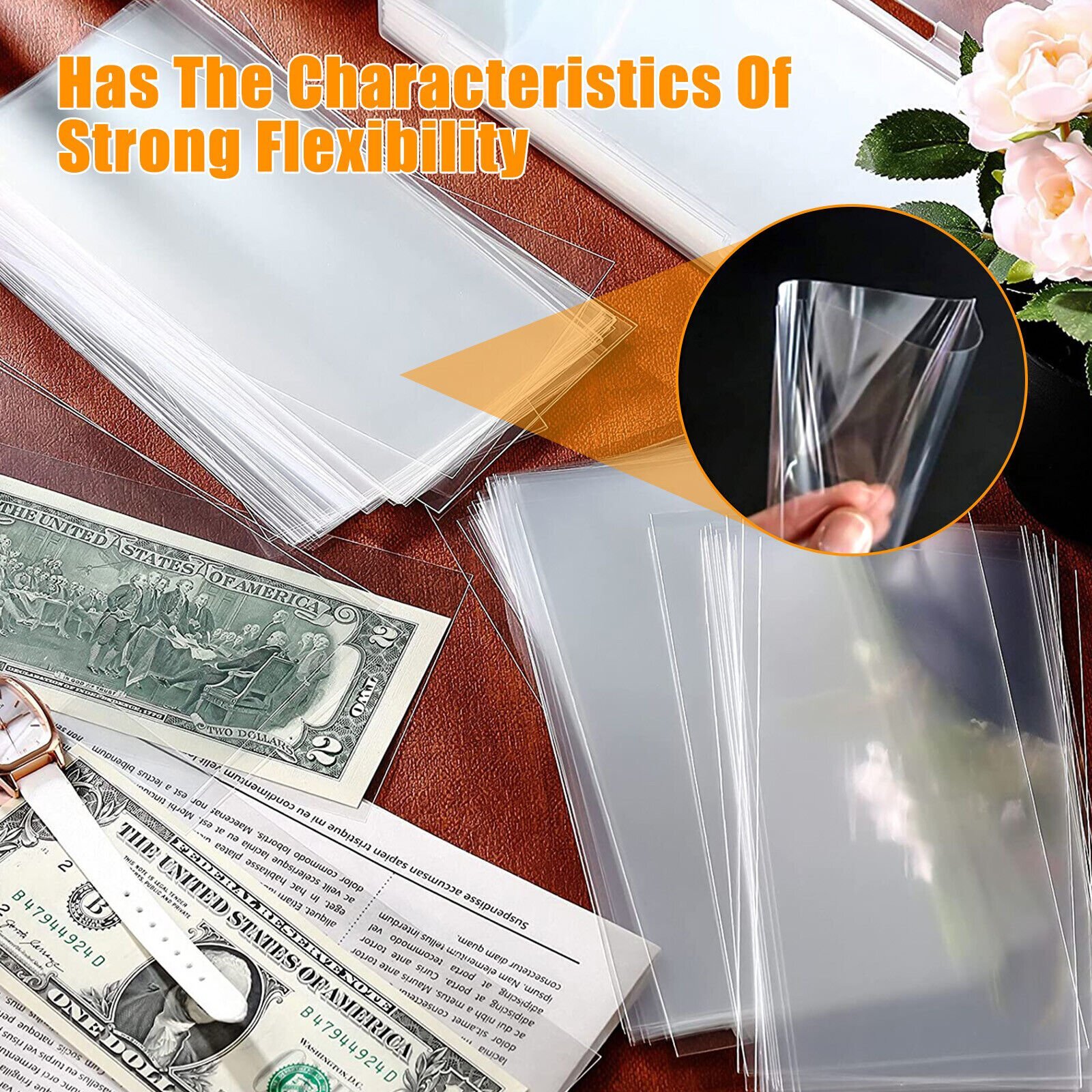 200pcs Transparent Banknote Cover Thickened Banknote Collection Cover OPP Bag US
