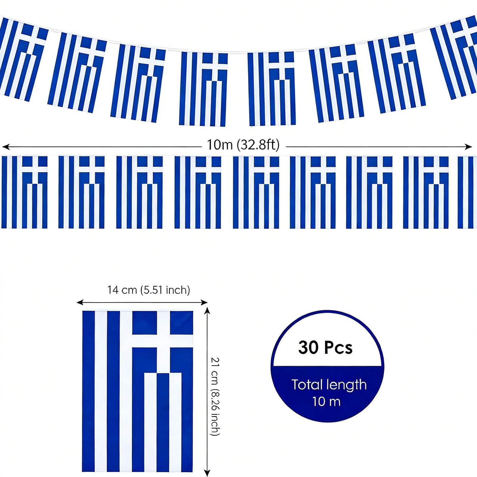 AhfuLife 30 Pcs Greece String Flags for 5.51×8.26 in-30 Pcs,