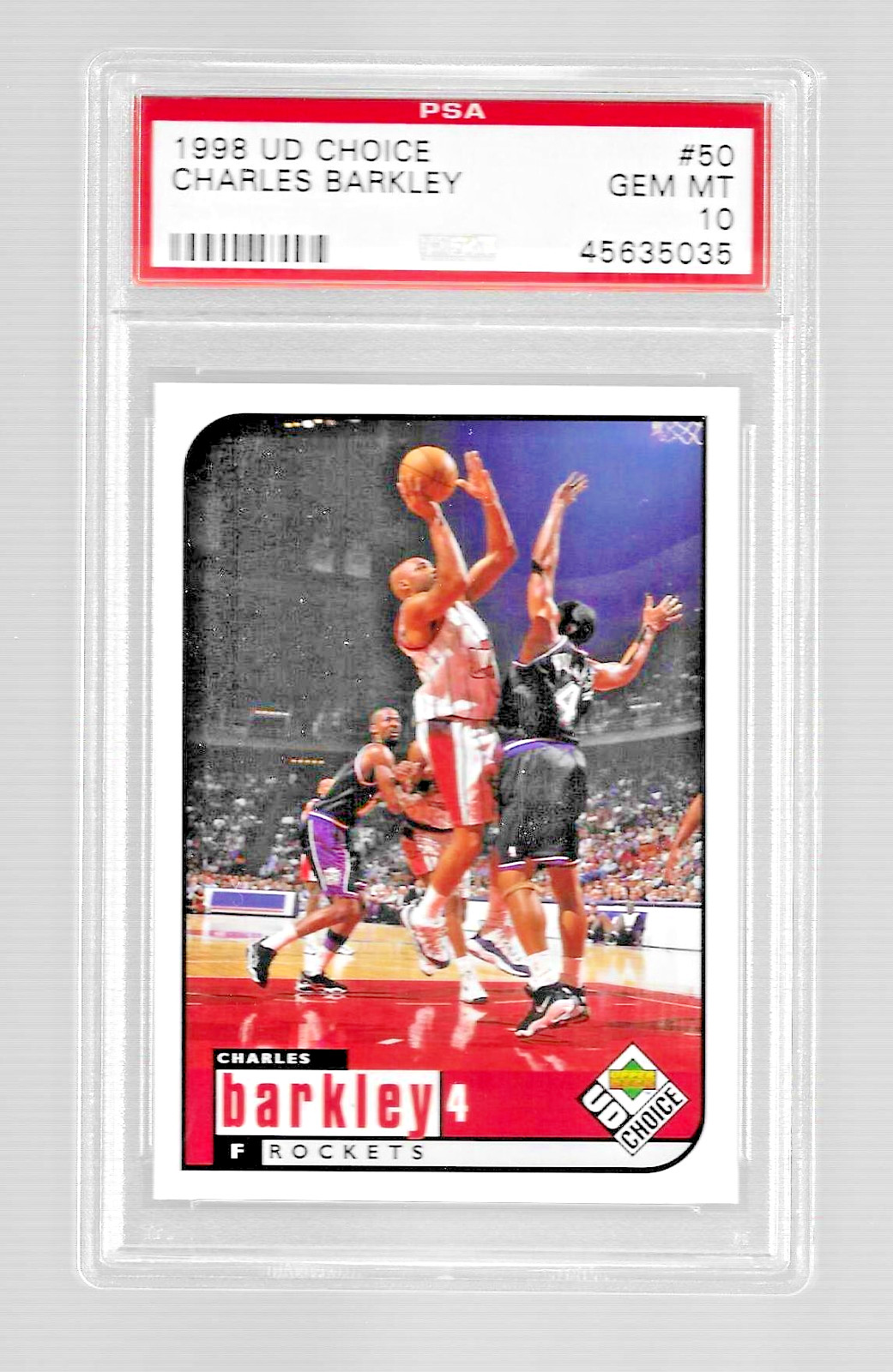 1998 UD CHOICE BASKETBALL CARD #50 HOF CHARLES BARKLEY PSA 10 POP 7 ROCKETS