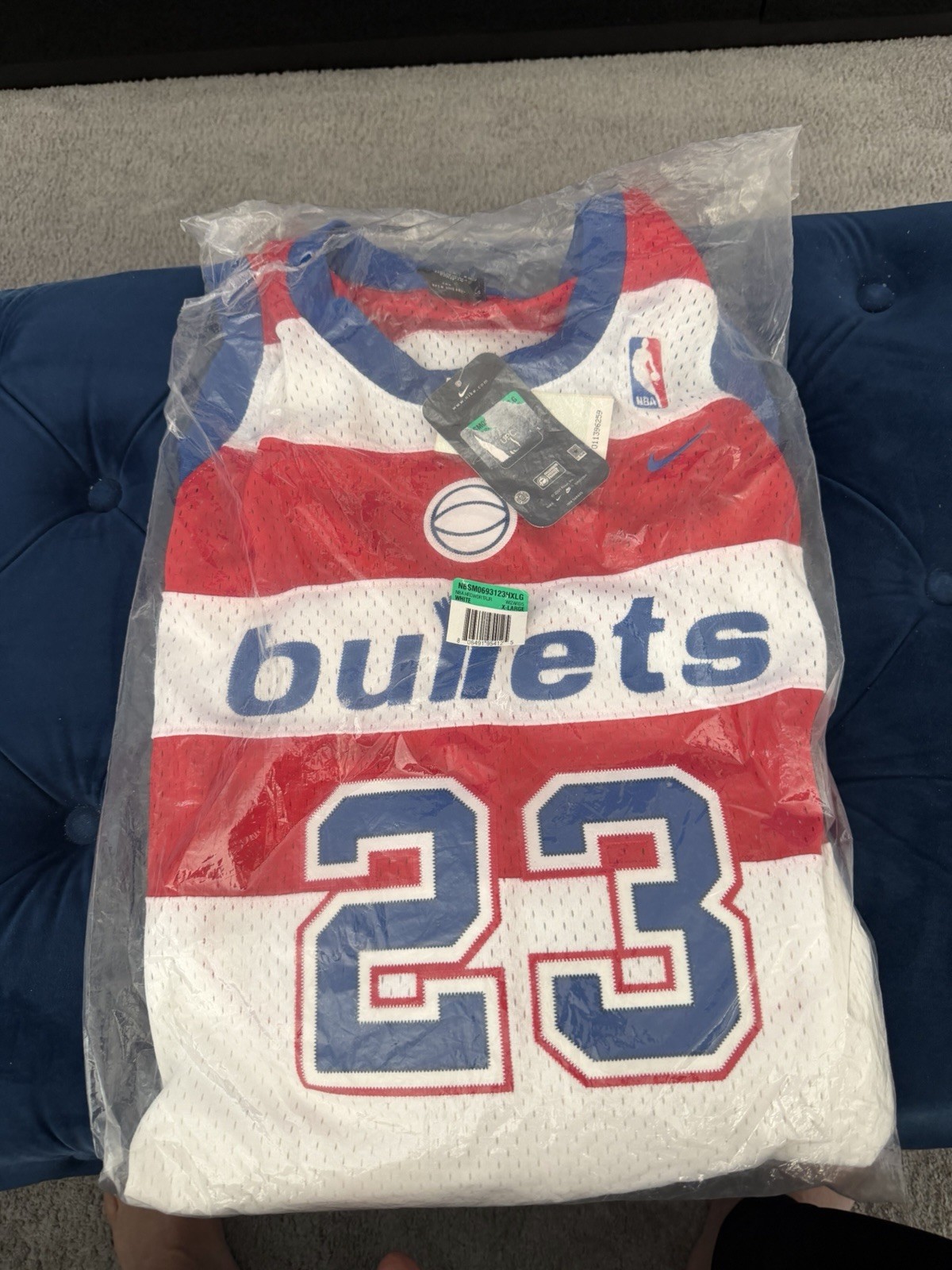 Very Rare New Nike Michael Jordan Bullets Jersey Size XL Hardwood Wizards Bulls