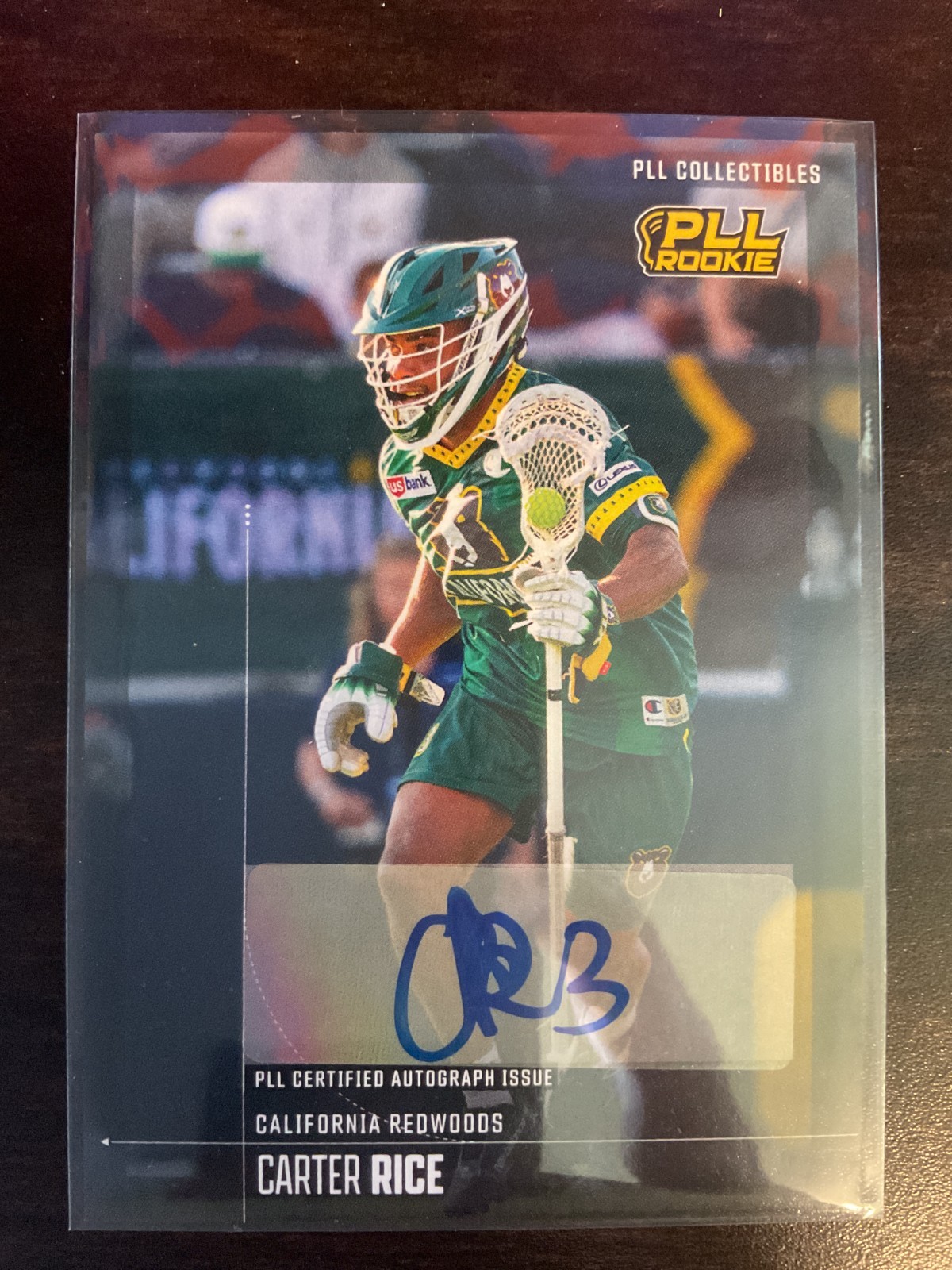 Carter Rice 2025 Premier Lacrosse League PLL Fieldside II Auto RC #11 (A)