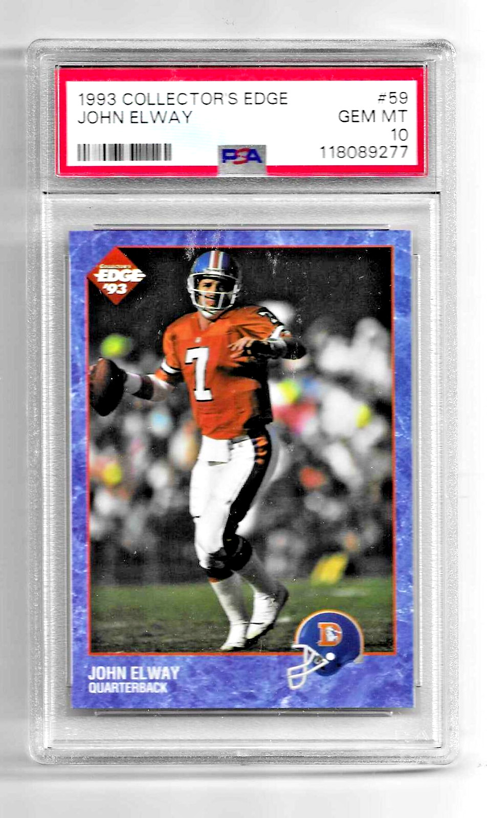 1993 COLLECTOR’S EDGE FOOTBALL CARD #59 HOF JOHN ELWAY PSA 10 LOW POP BRONCOS