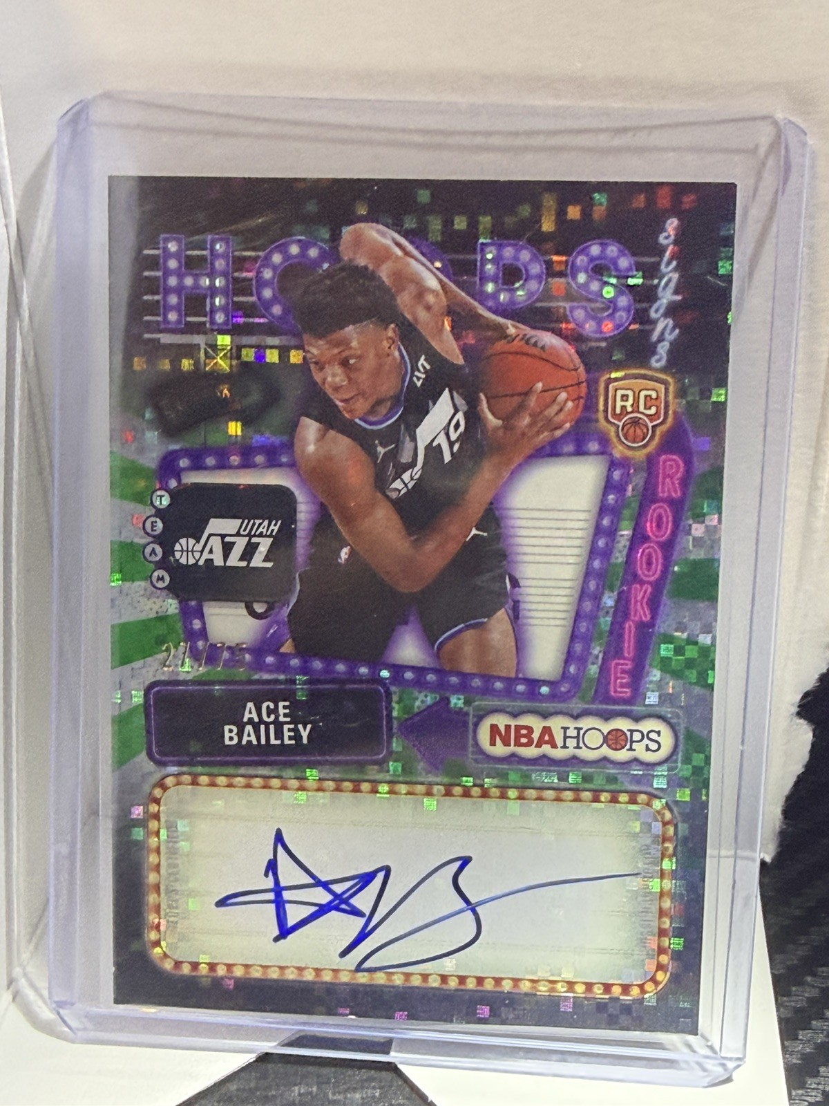 2026 Topps NBA HOOPS Rookie First Signs Auto ACE BAILEY Light Burst Green /75 RC