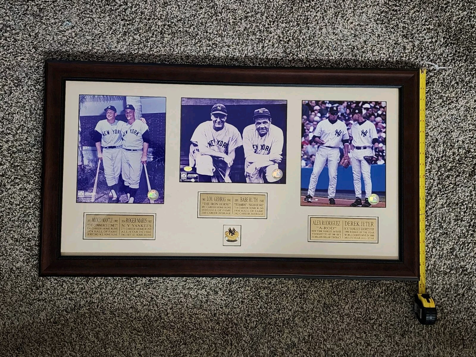 NY Yankees 3 Generations; Mantle & Maris, Gehrig & Ruth, A. Rod & Jeter Collage.