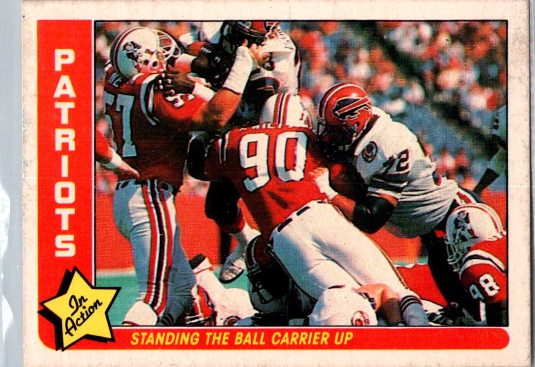 1985 Fleer Team Action Standing the Ball Carrier Up (1985 Schedule) New England