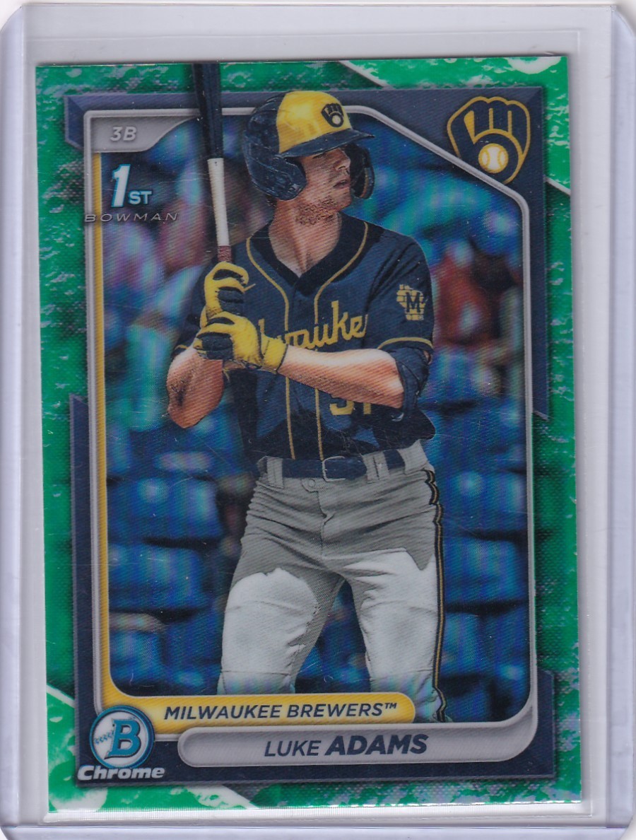2024 Bowman Chrome 1st Bowman Luke Adams Brewers Lunar Green #BCP-50
