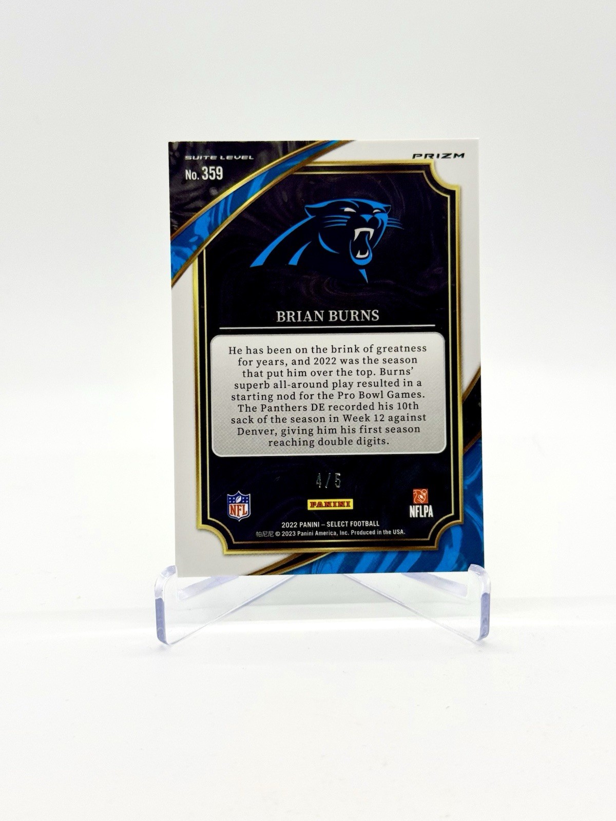 BRIAN BURNS 2022 Select #359 Suite Level GREEN DISCO PRIZM SSSP /5 – GIANTS